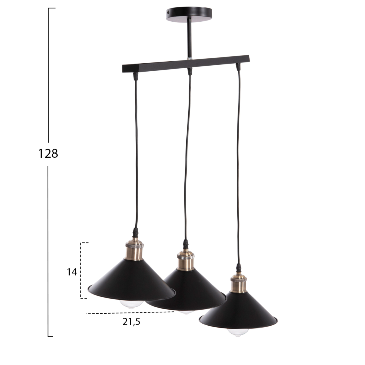 CEILING PENDANT 3-LIGHT BELL HM7533.11 BLACK METAL-BRONZE SOCKET Φ21,5x128Hcm. [2]