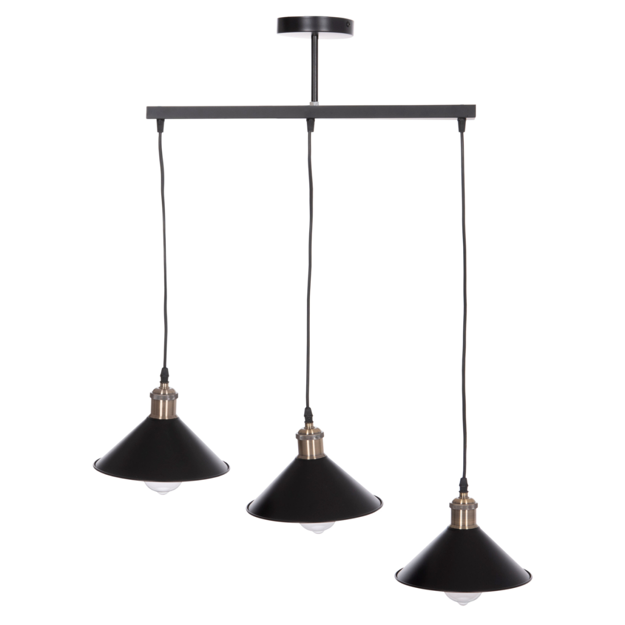CEILING PENDANT 3-LIGHT BELL HM7533.11 BLACK METAL-BRONZE SOCKET Φ21,5x128Hcm. [3]
