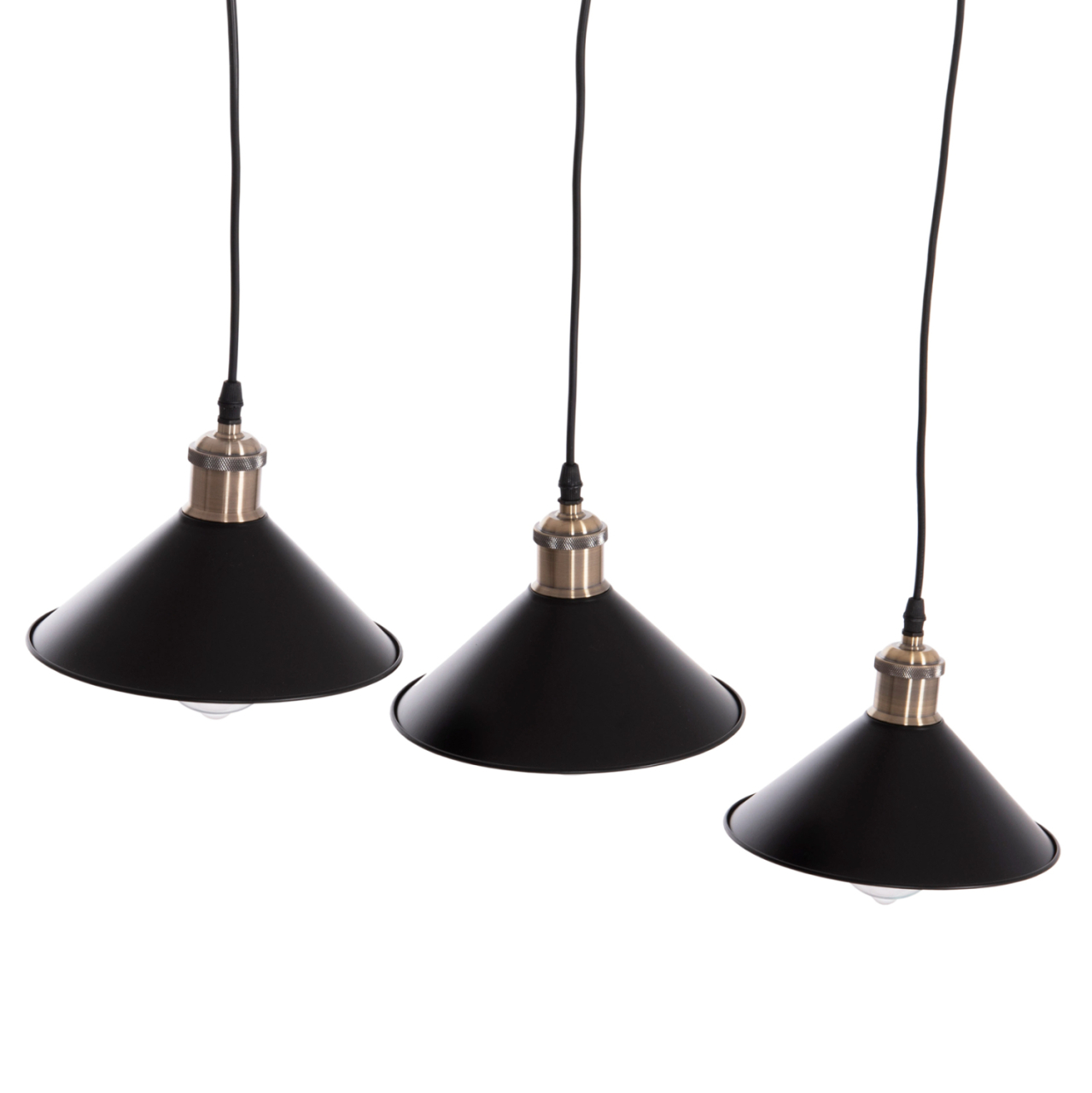 CEILING PENDANT 3-LIGHT BELL HM7533.11 BLACK METAL-BRONZE SOCKET Φ21,5x128Hcm. [4]