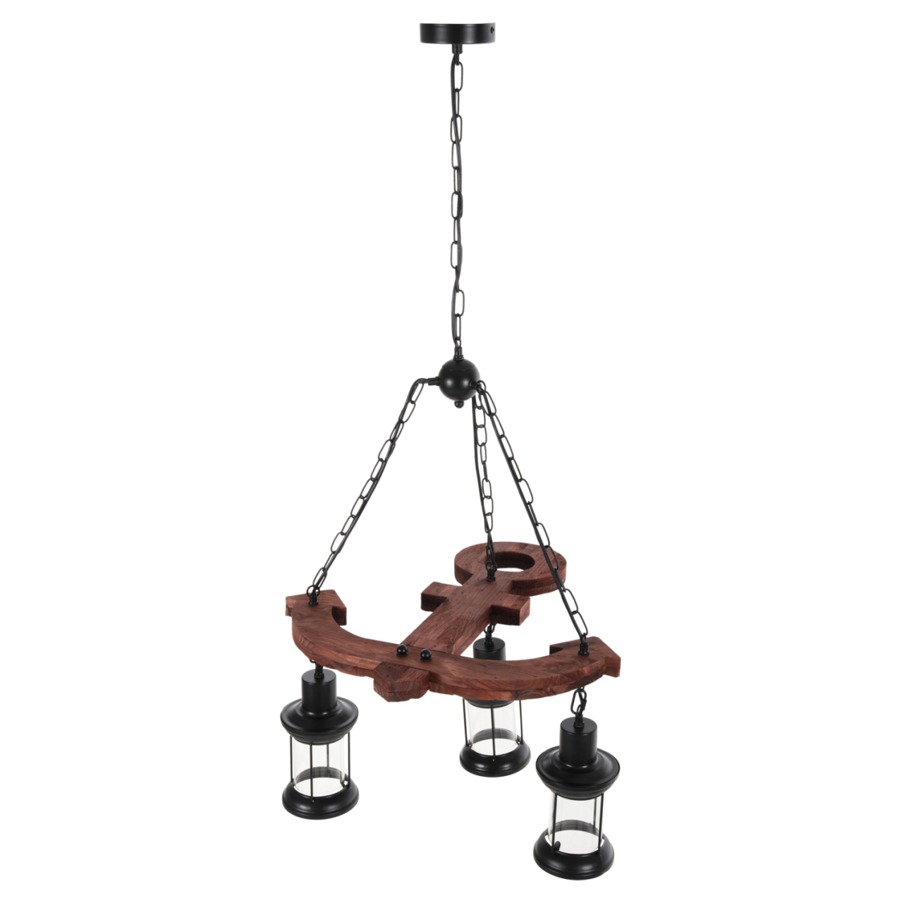 CEILING PENDANT 3-LIGHT FIXTURE HM4115 WOOD-METAL-GLASS 115H cm. [3]