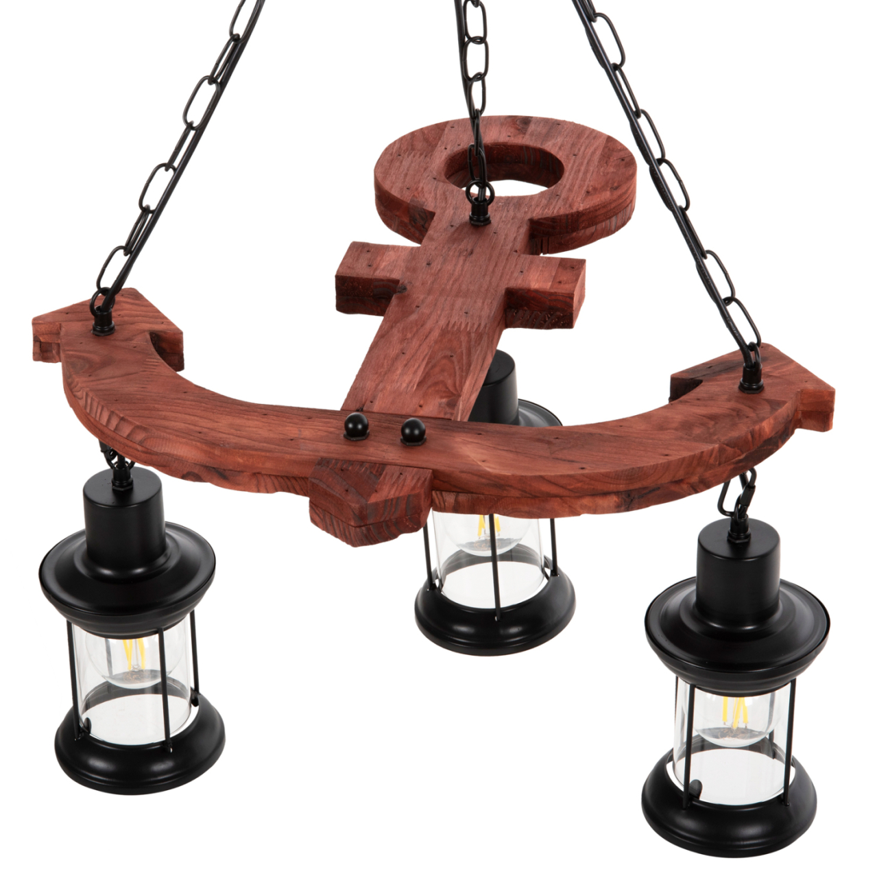 CEILING PENDANT 3-LIGHT FIXTURE HM4115 WOOD-METAL-GLASS 115H cm. [4]