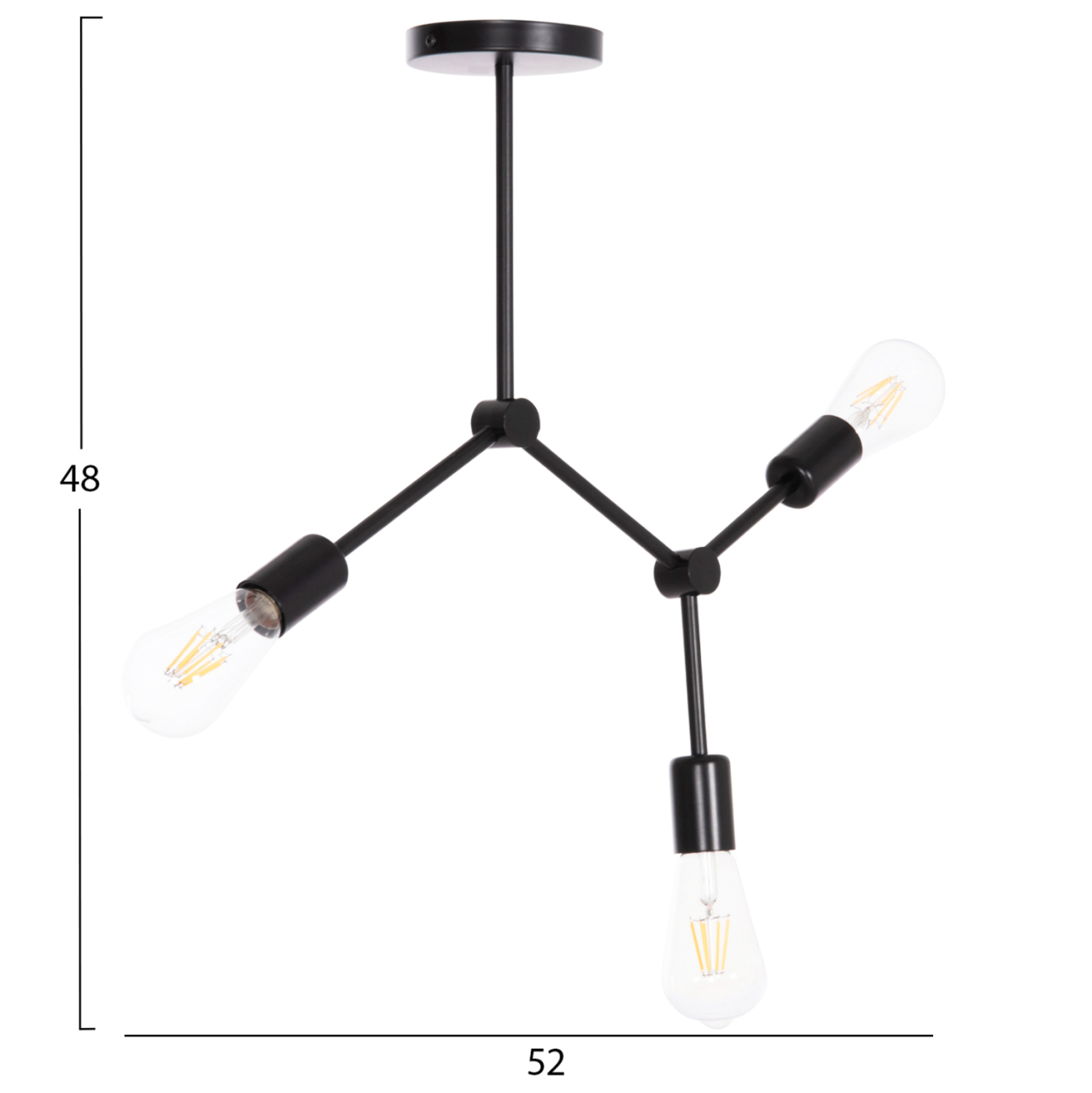CEILING PENDANT 3-LIGHT FIXTURE LIGHTY HM7404.11 BLACK METAL 52x5x48Hcm. [2]