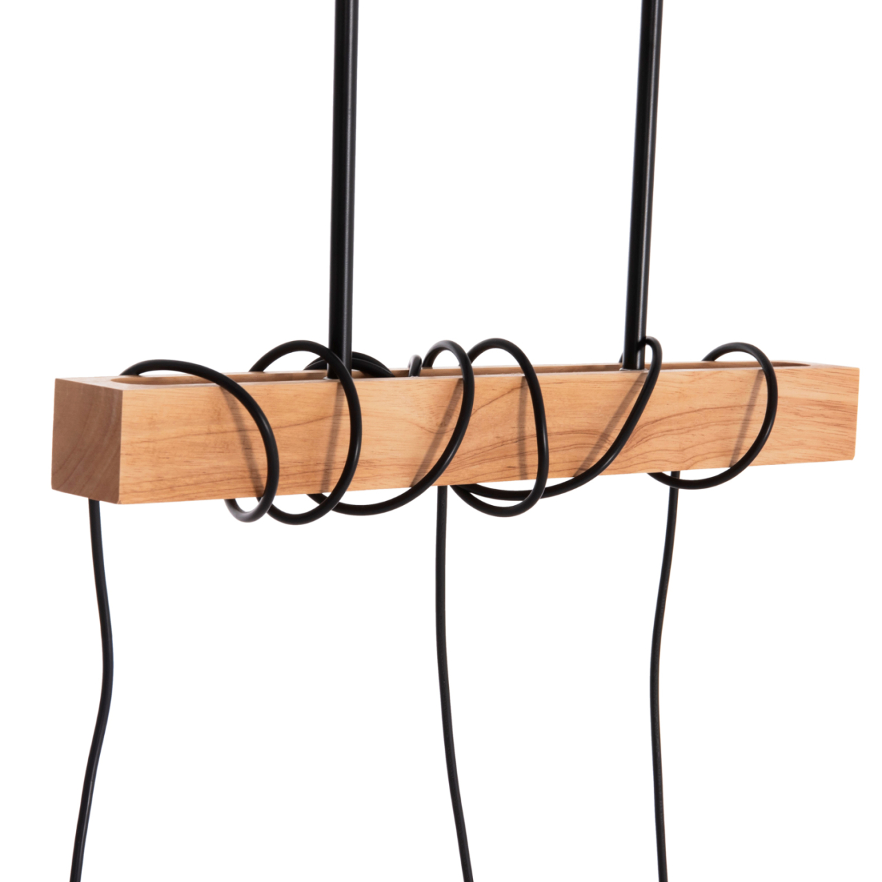 CEILING PENDANT 3-LIGHT FIXTURE VOLKS HM4658 METAL-WOOD 49.5x5x134.5Hcm. [5]