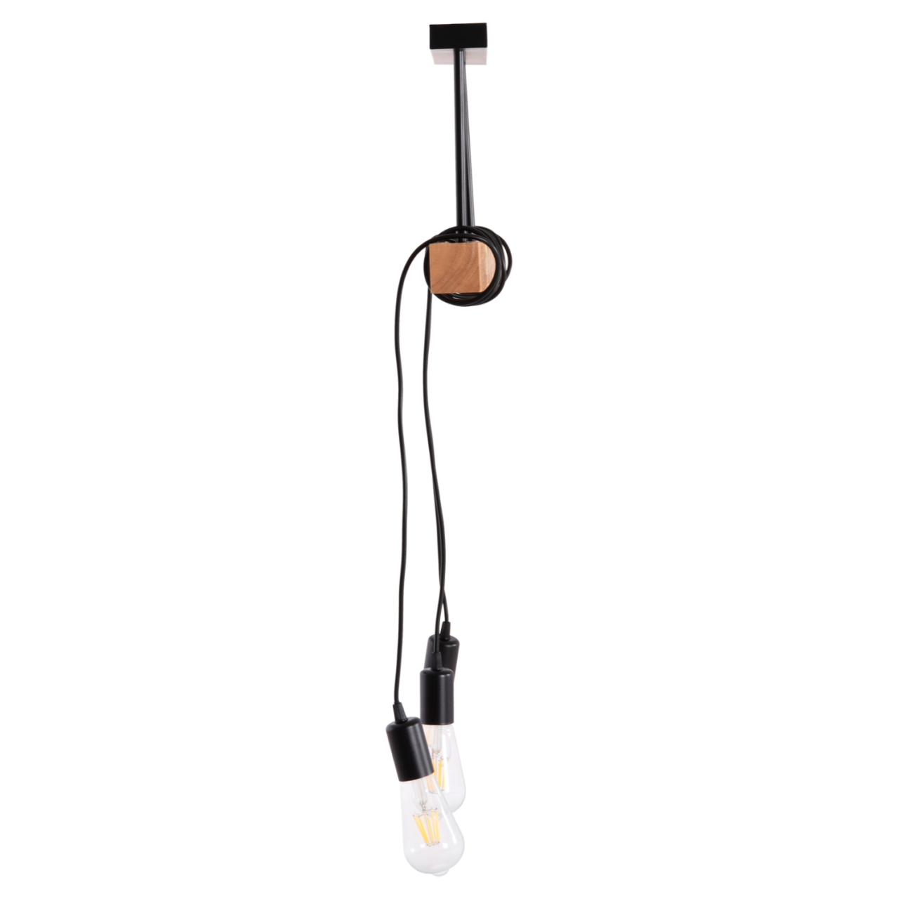 CEILING PENDANT 3-LIGHT FIXTURE VOLKS HM4658 METAL-WOOD 49.5x5x134.5Hcm. [4]