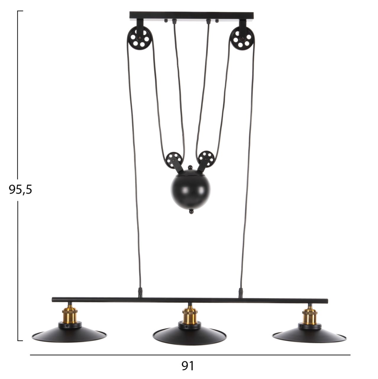 CEILING PENDANT 3-LIGHT HM4120 METAL IN BLACK 91x91x95,5Hcm. [2]