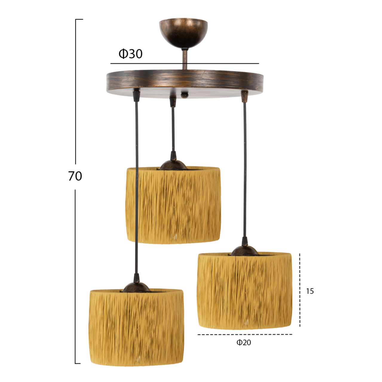 CEILING PENDANT 3-LIGHT HM7948.05 BEIGE-BRONZE Φ30x70Hcm. [2]