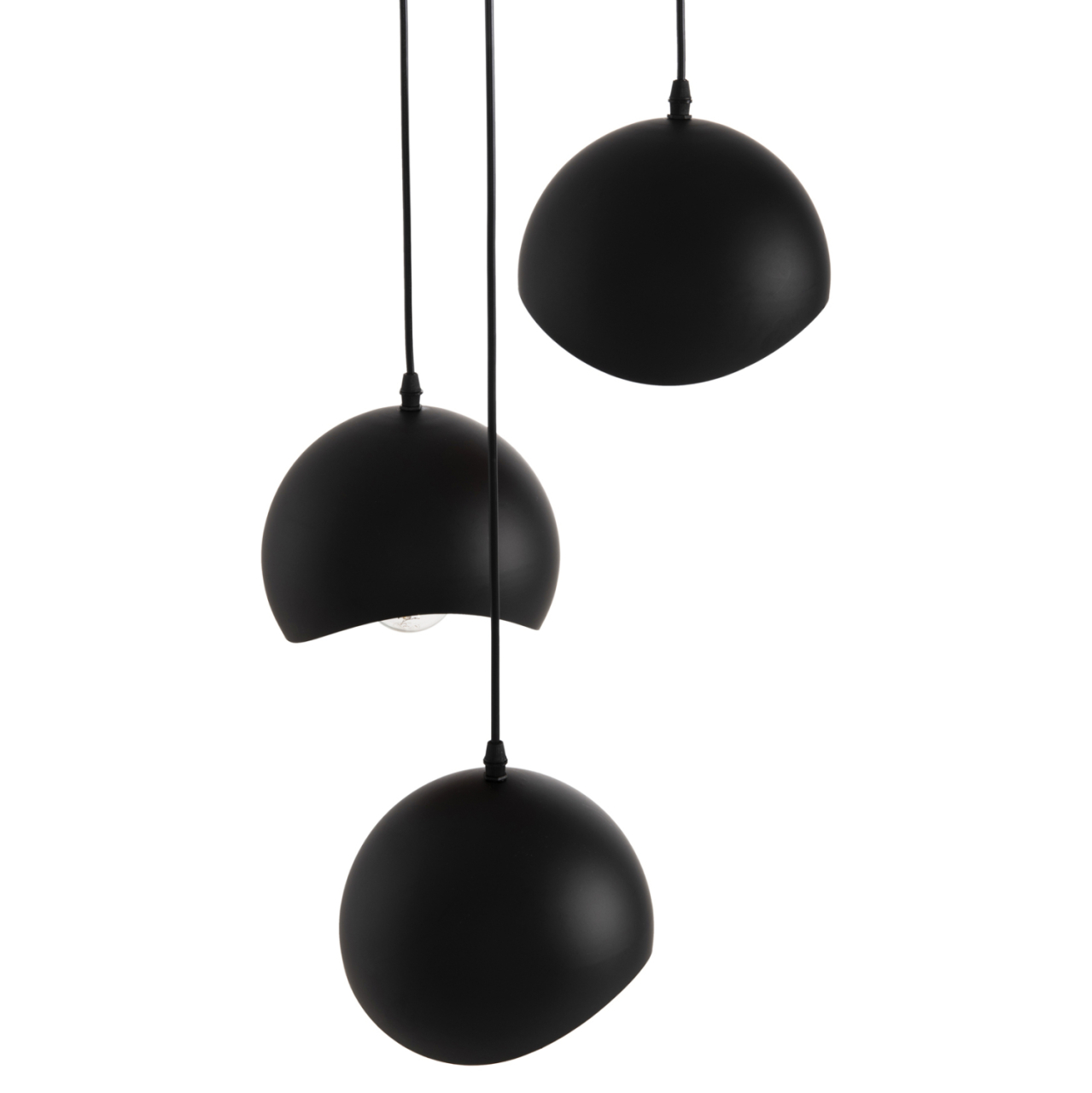 CEILING PENDANT 3-LIGHTER HM4166.01 METAL SPHERES IN BLACK-ORANGE Φ20x112Hcm. [5]
