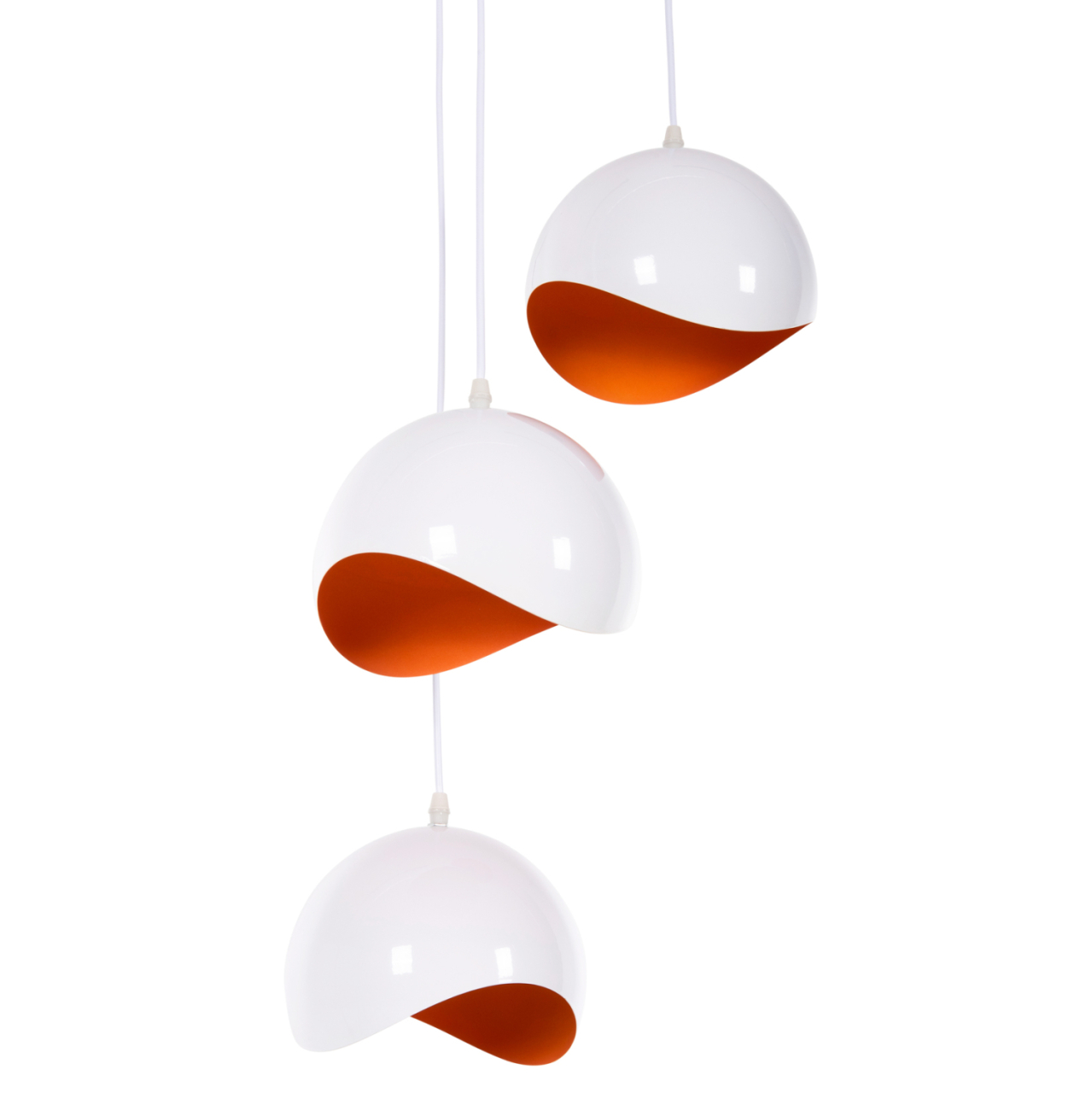 CEILING PENDANT 3-LIGHTER HM4166.02 METAL SPHERES IN WHITE-ORANGE Φ20x112Hcm. [4]
