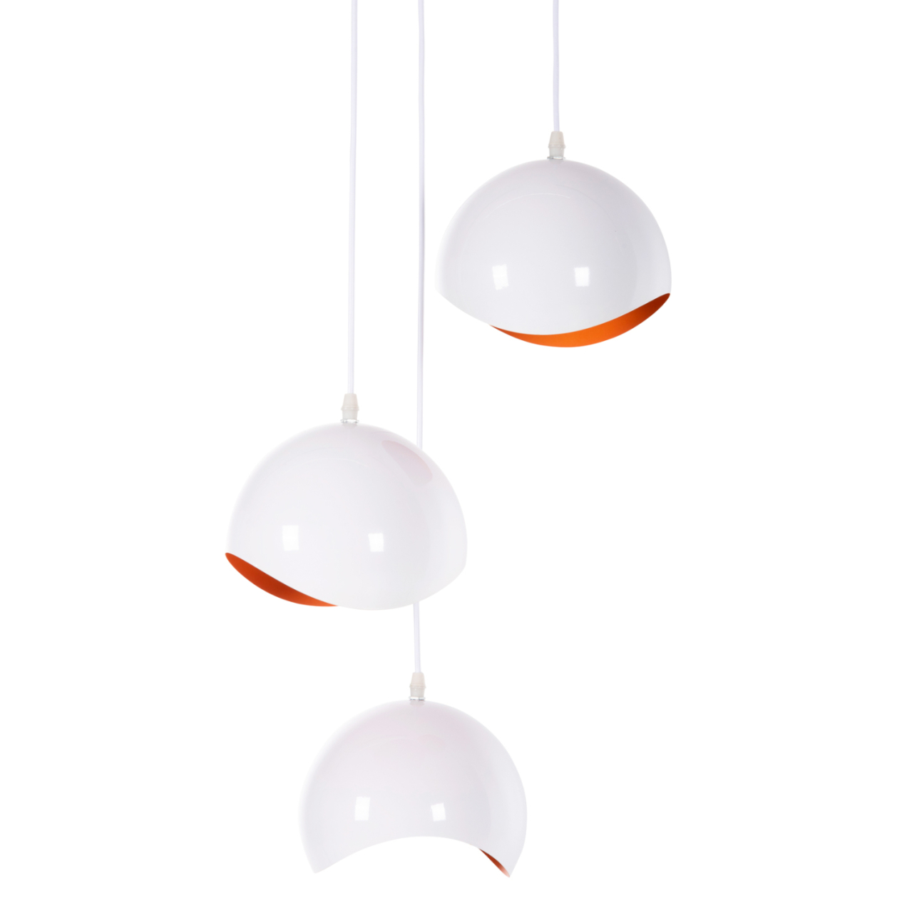 CEILING PENDANT 3-LIGHTER HM4166.02 METAL SPHERES IN WHITE-ORANGE Φ20x112Hcm. [5]
