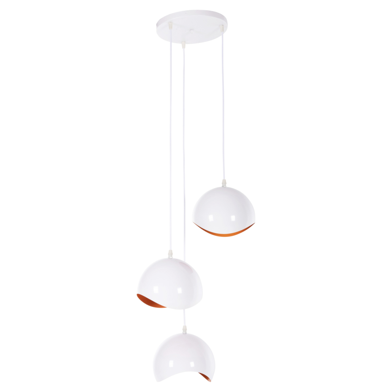 CEILING PENDANT 3-LIGHTER HM4166.02 METAL SPHERES IN WHITE-ORANGE Φ20x112Hcm. [3]