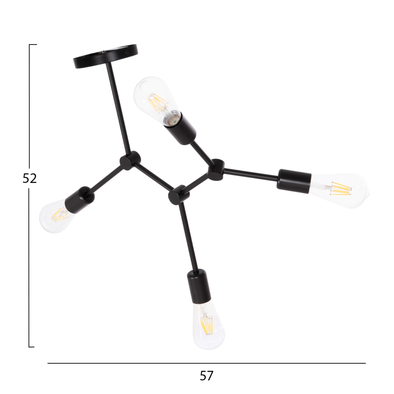 CEILING PENDANT 4-LIGHT FIXTURE LIGHTY HM7405.11 BLACK METAL 57x5x52Hcm. [2]