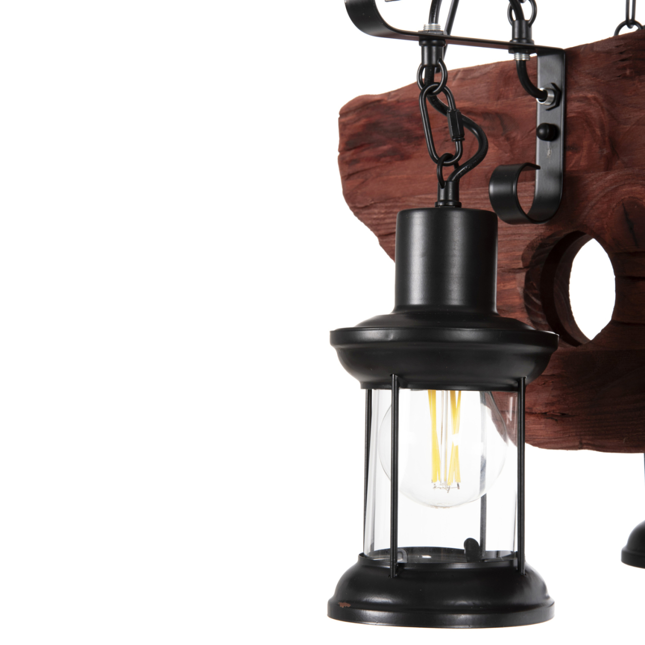 CEILING PENDANT 6-LIGHT FIXTURE HM4117 WOOD-METAL-GLASS 116Hcm. [4]