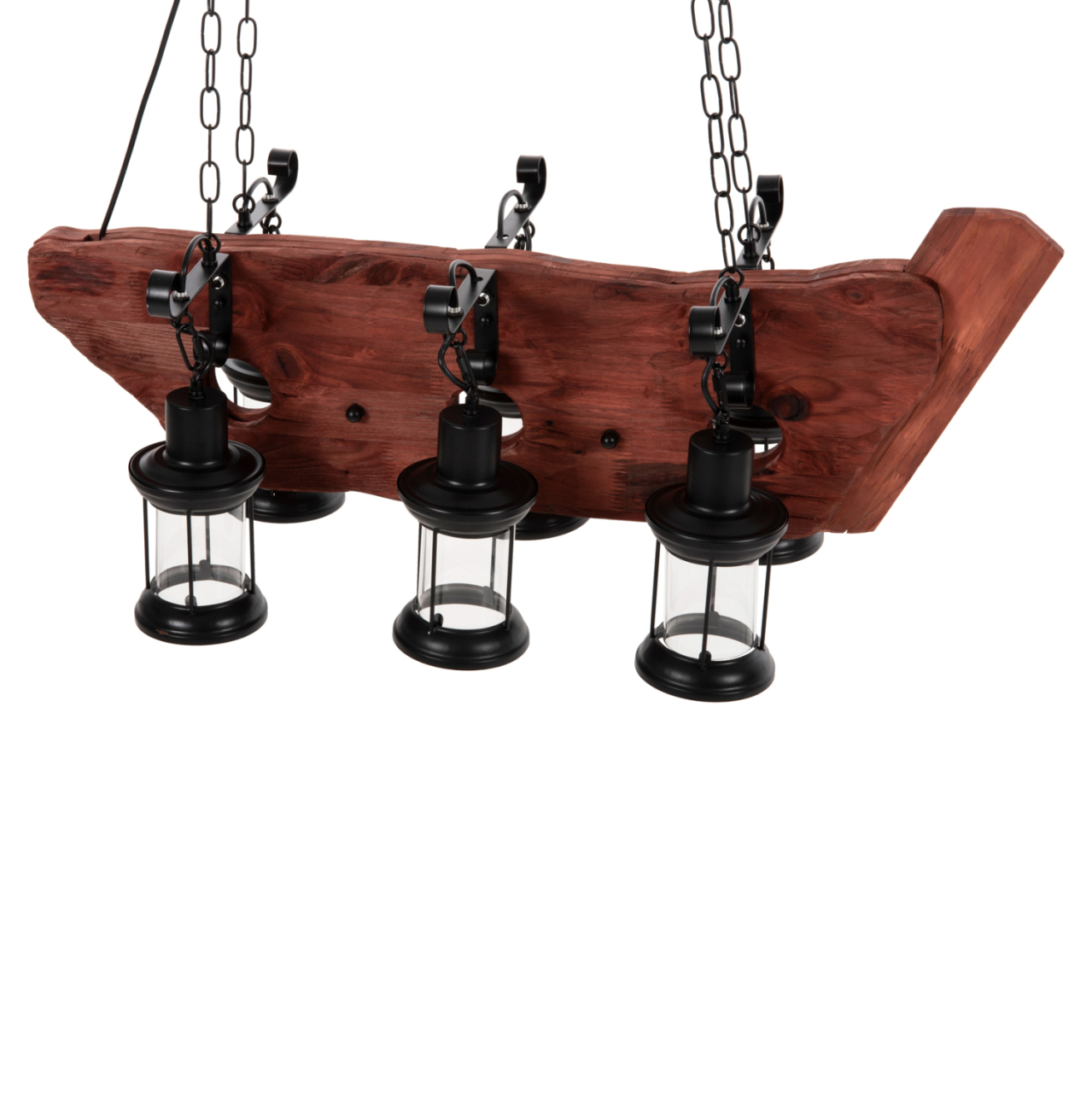 CEILING PENDANT 6-LIGHT FIXTURE HM4117 WOOD-METAL-GLASS 116Hcm. [3]