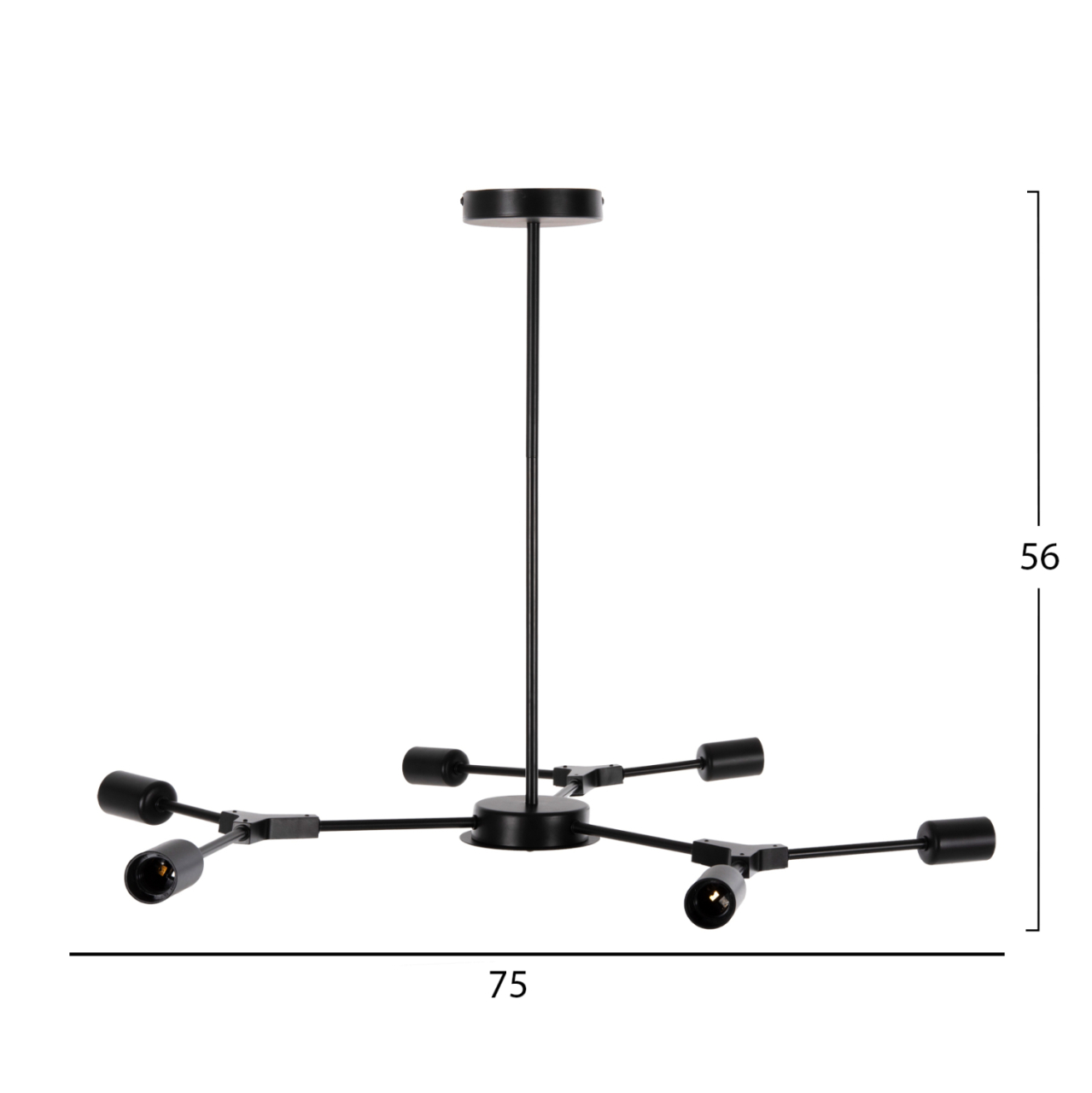 CEILING PENDANT 6-LIGHT FIXTURE HM4125 BLACK METAL 75x75x75Hcm. [2]