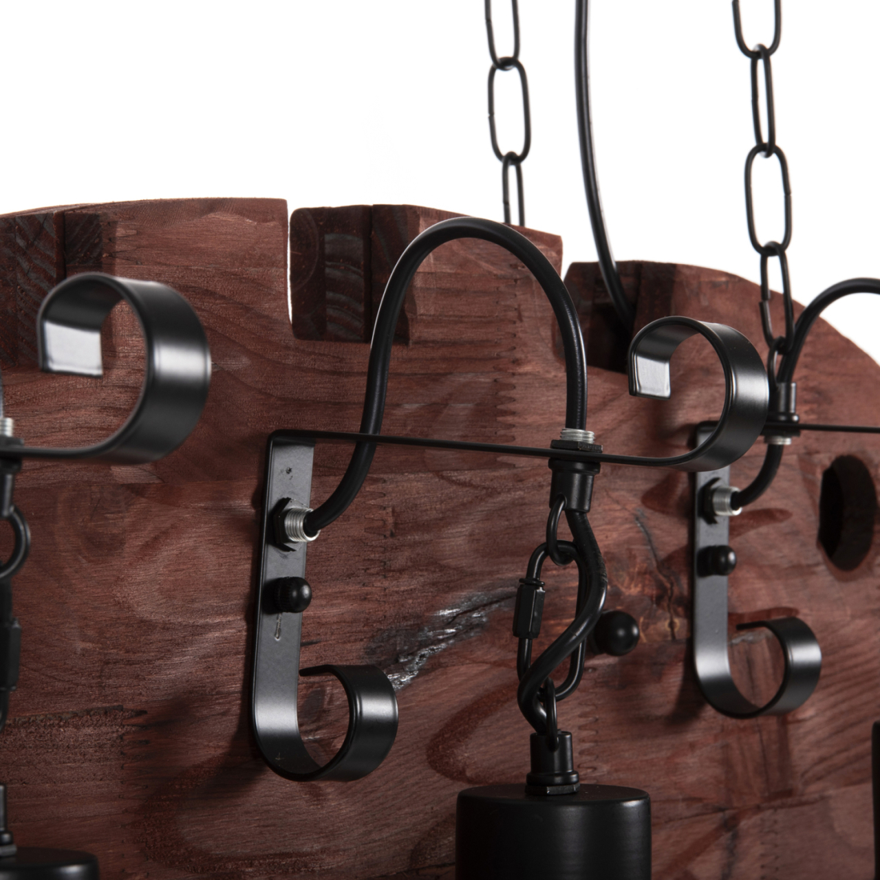 CEILING PENDANT 6-LIGHT HM4118 WOODEN FISH-BLACK METAL-GLASS 95x35x116H cm. [7]
