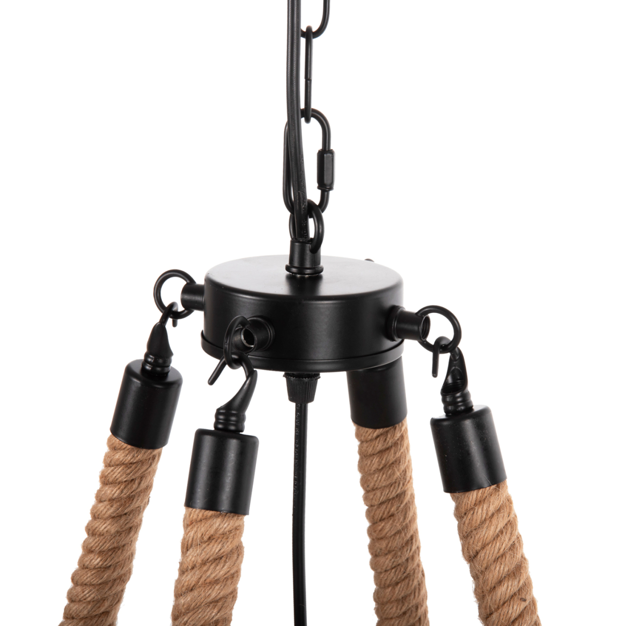 CEILING PENDANT 8-LIGHT HM4169 BLACK METAL-ROPE Φ66x131Hcm. [5]