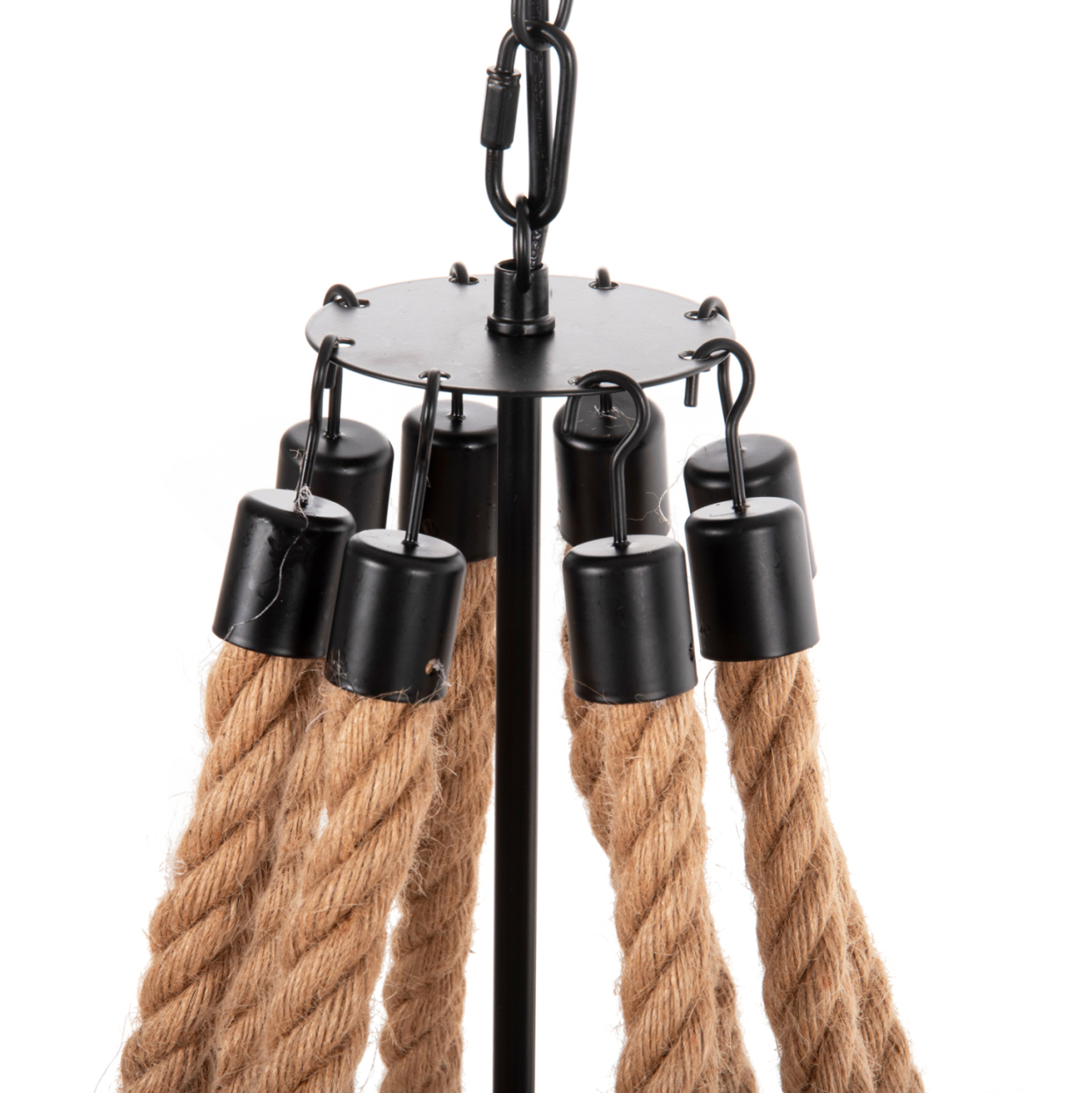 CEILING PENDANT 8-LIGHT HM4178 ROPE AND BLACK METAL 84x84x121Hcm. [5]