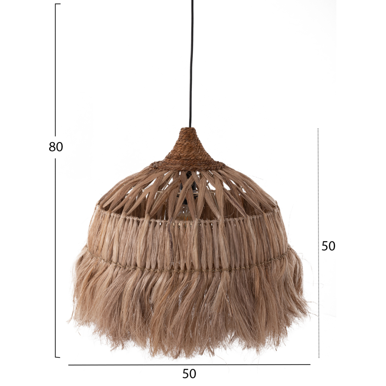 CEILING PENDANT BELL-SHAPED WITH FRINGES ABACA FIBERS IN NATURAL Φ50x50-80Hcm.HM7782 [2]