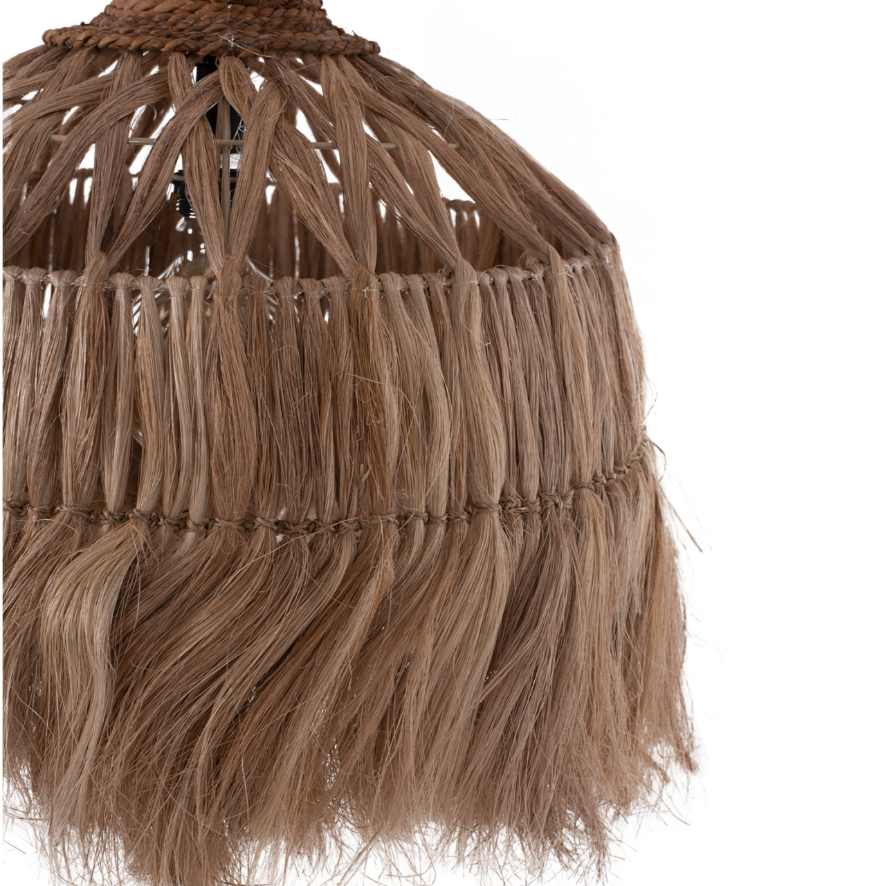 CEILING PENDANT BELL-SHAPED WITH FRINGES ABACA FIBERS IN NATURAL Φ50x50-80Hcm.HM7782 [4]