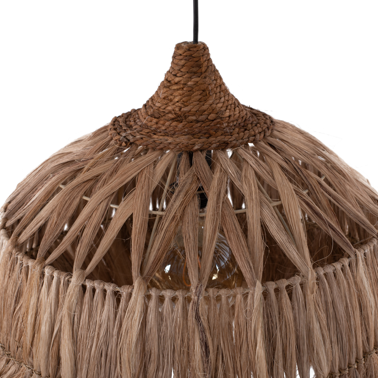 CEILING PENDANT BELL-SHAPED WITH FRINGES ABACA FIBERS IN NATURAL Φ50x50-80Hcm.HM7782 [5]