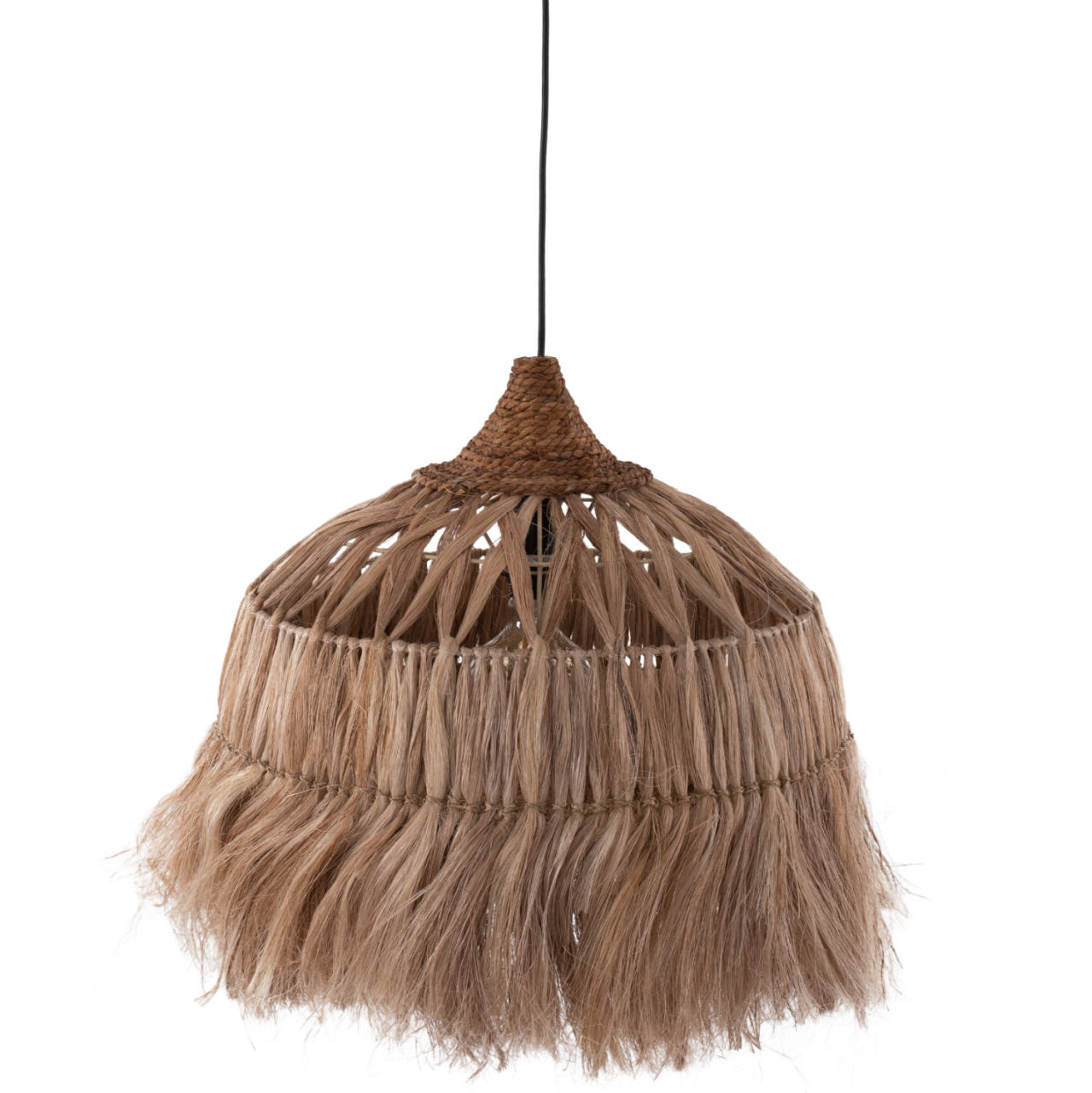 CEILING PENDANT BELL-SHAPED WITH FRINGES ABACA FIBERS IN NATURAL Φ50x50-80Hcm.HM7782 [3]