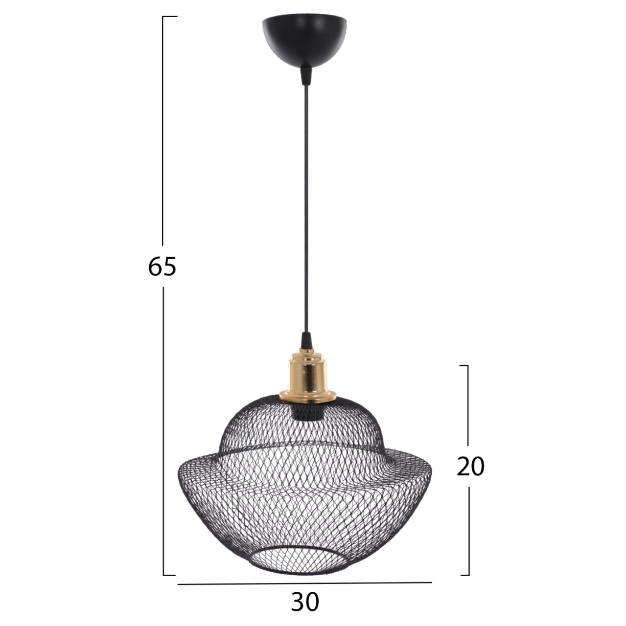 CEILING PENDANT BLACK METAL MESHES MODERN STYLE Φ30x65Hcm.HM7690.01 [2]