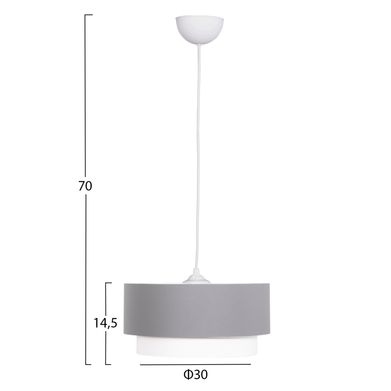 CEILING PENDANT CYLINDRICAL LAMP KRIKS HM4706.01 PVC IN WHITE-GREY Φ30x70Hcm. [2]