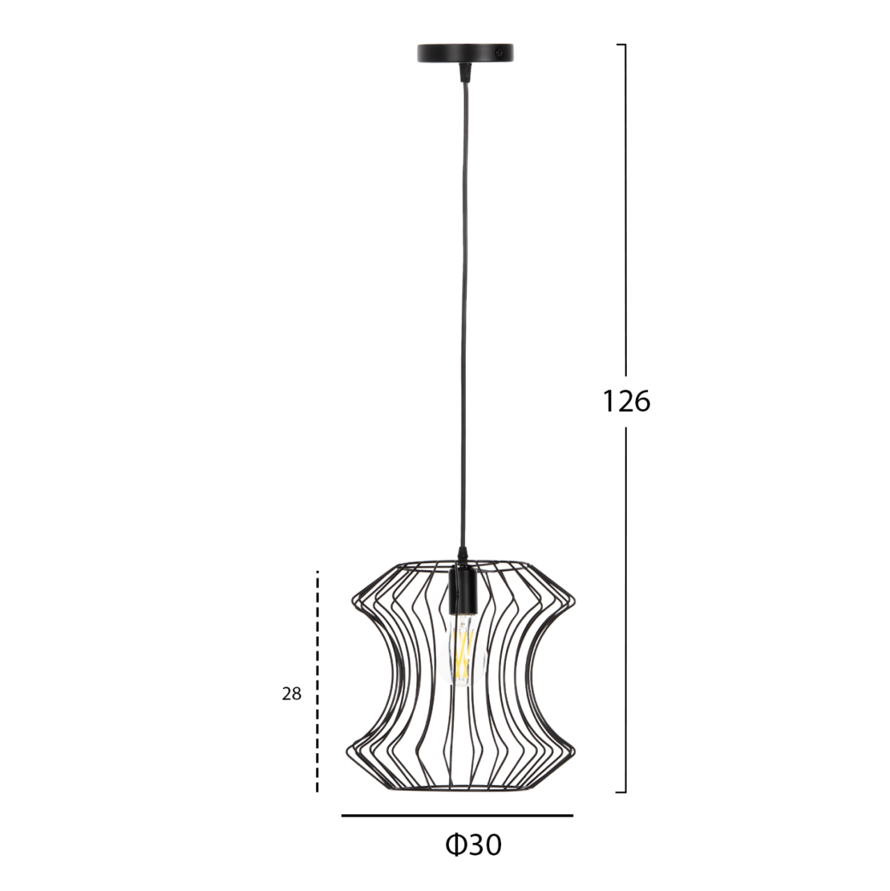 CEILING PENDANT FIXTURE HM4112 BLACK METAL Φ30x126Hcm. [2]