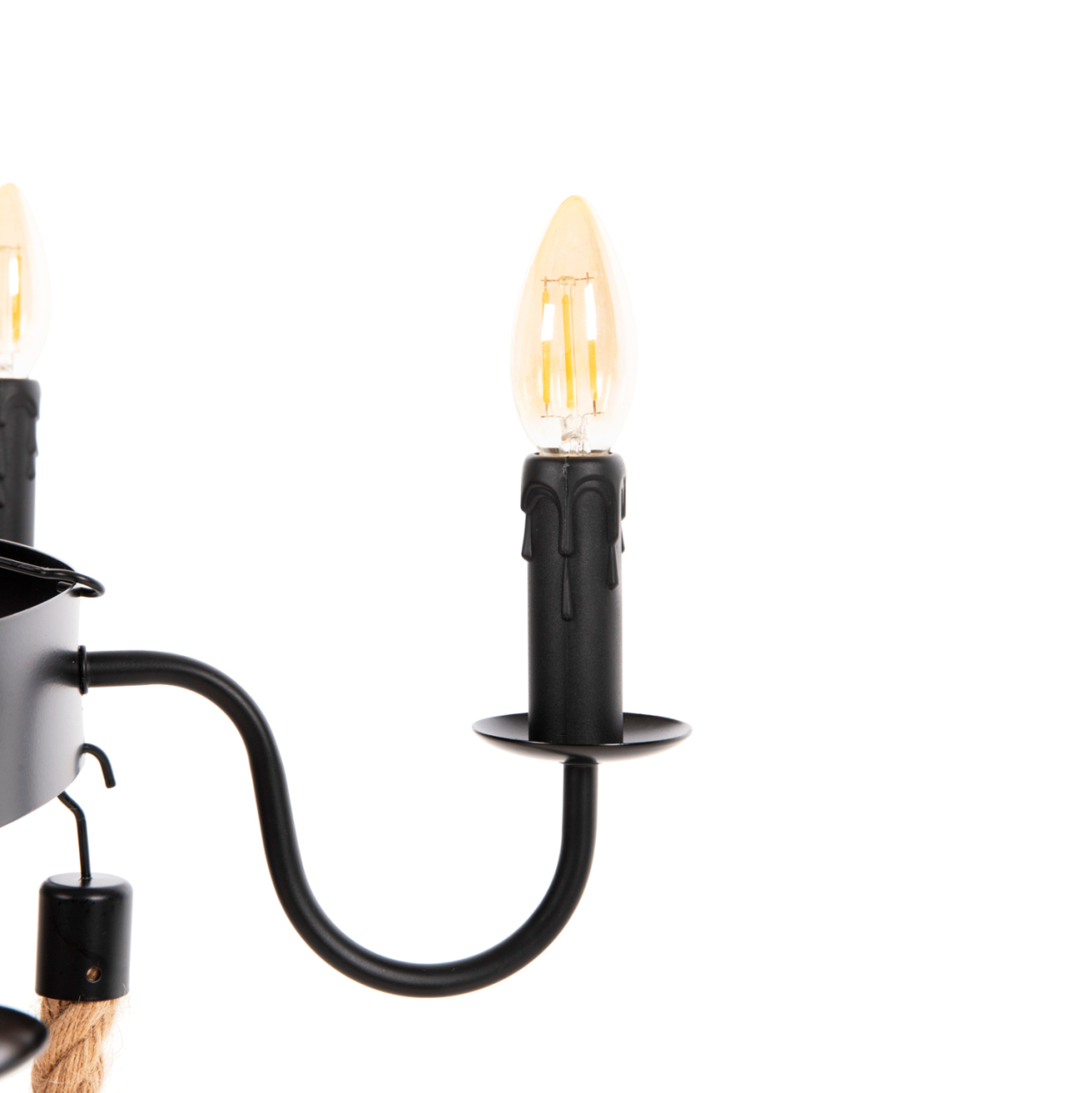 CEILING PENDANT FIXTURE HM4177 6-LIGHT WITH ROPE AND BLACK METAL 74x74x123Hcm. [4]