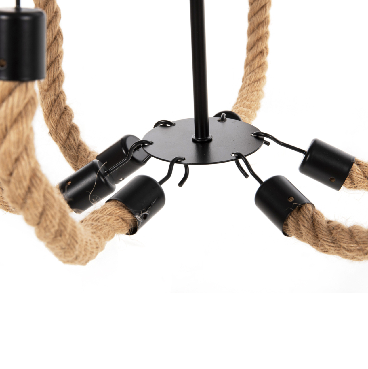CEILING PENDANT FIXTURE HM4177 6-LIGHT WITH ROPE AND BLACK METAL 74x74x123Hcm. [5]