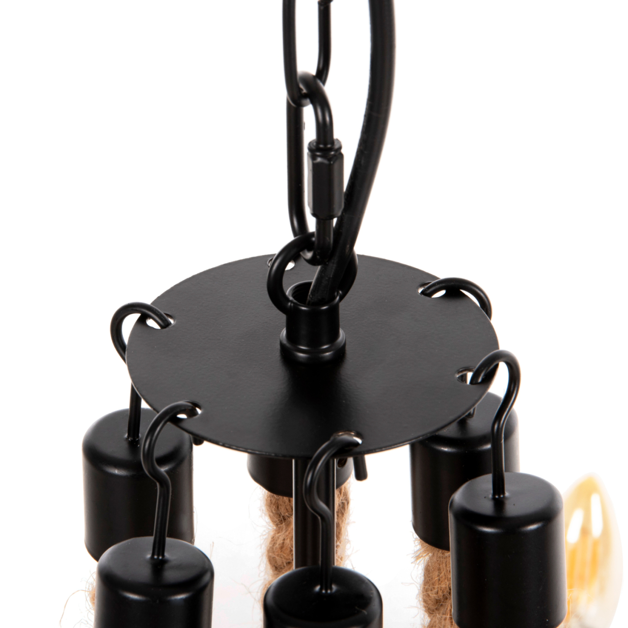 CEILING PENDANT FIXTURE HM4177 6-LIGHT WITH ROPE AND BLACK METAL 74x74x123Hcm. [7]