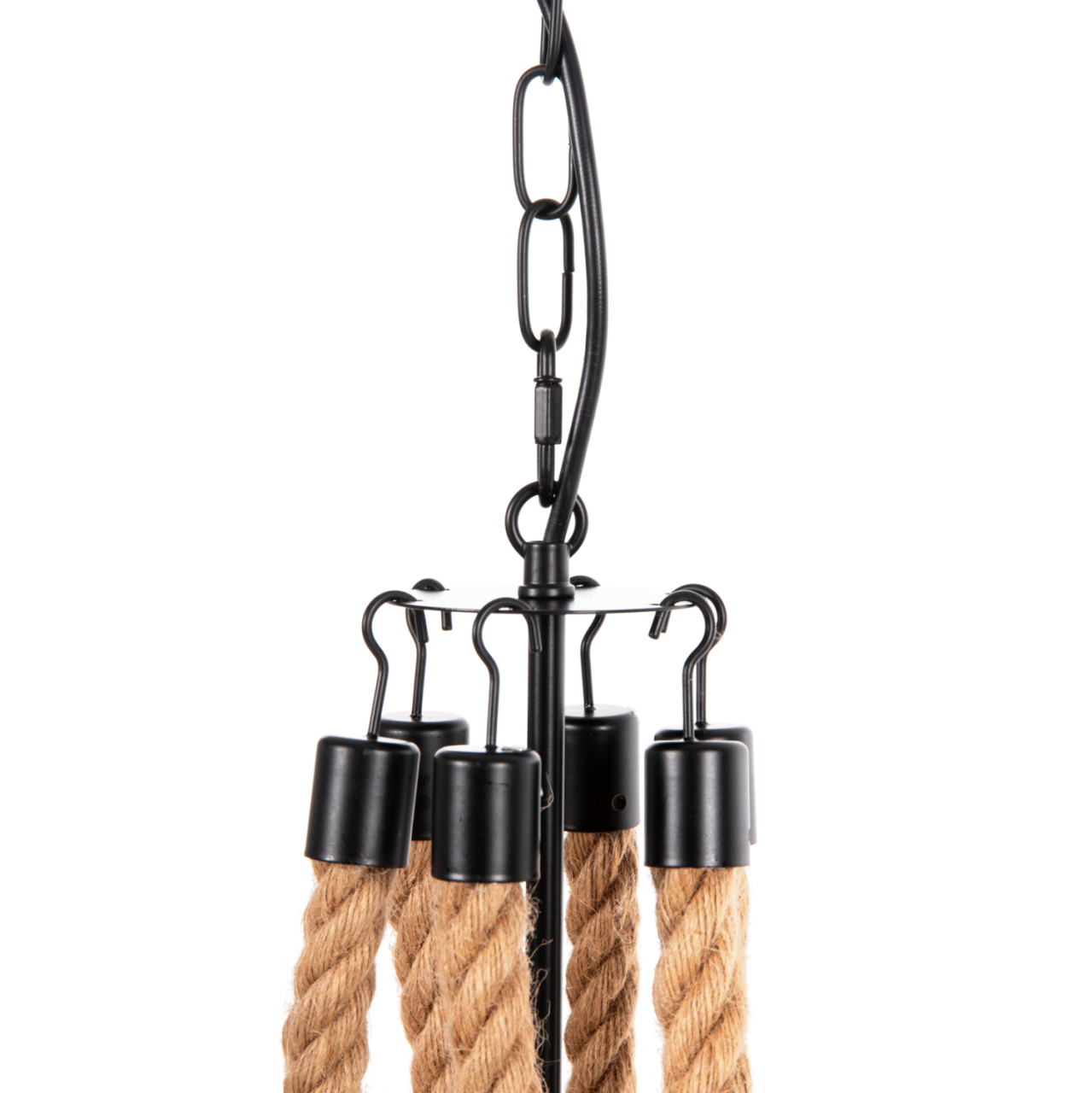CEILING PENDANT FIXTURE HM4177 6-LIGHT WITH ROPE AND BLACK METAL 74x74x123Hcm. [6]