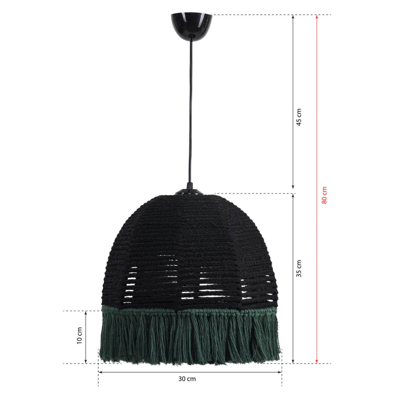CEILING PENDANT HM7654.01, BLACK-CYPRESS GREEN ROPE, Φ30x80 [2]