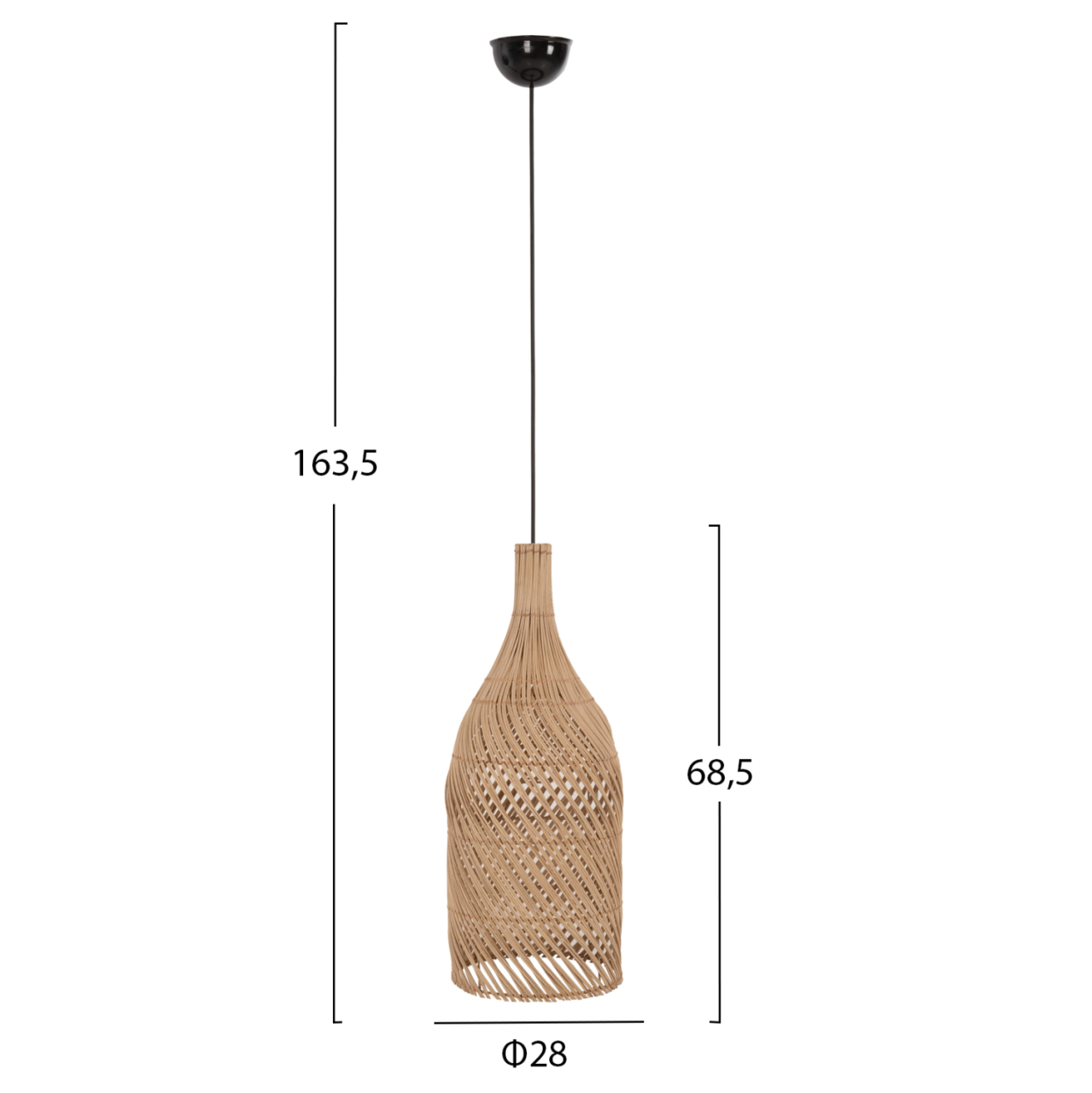 CEILING PENDANT LAMP CARBOY HM7884 NATURAL RATTAN IN NATURAL COLOR Φ28x163.5Hcm. [2]