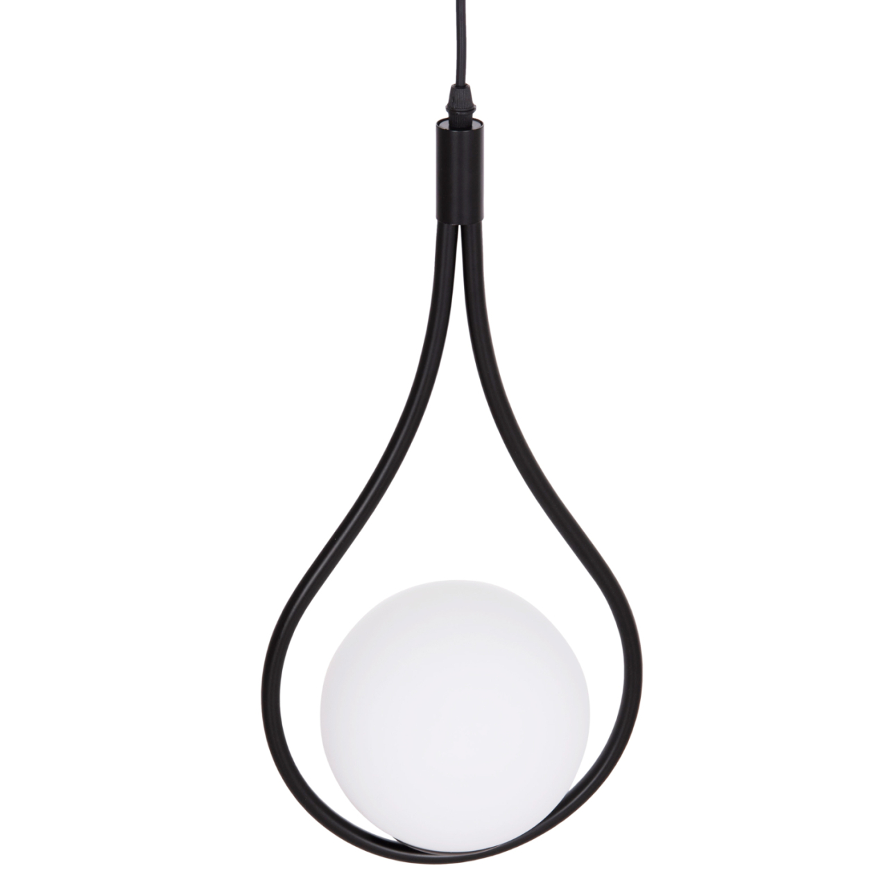 CEILING PENDANT LAMP DROPLET HM7503.11 METAL IN BLACK-MILKY WHITE GLOBE BULB 23.5x12x147Hcm. [4]