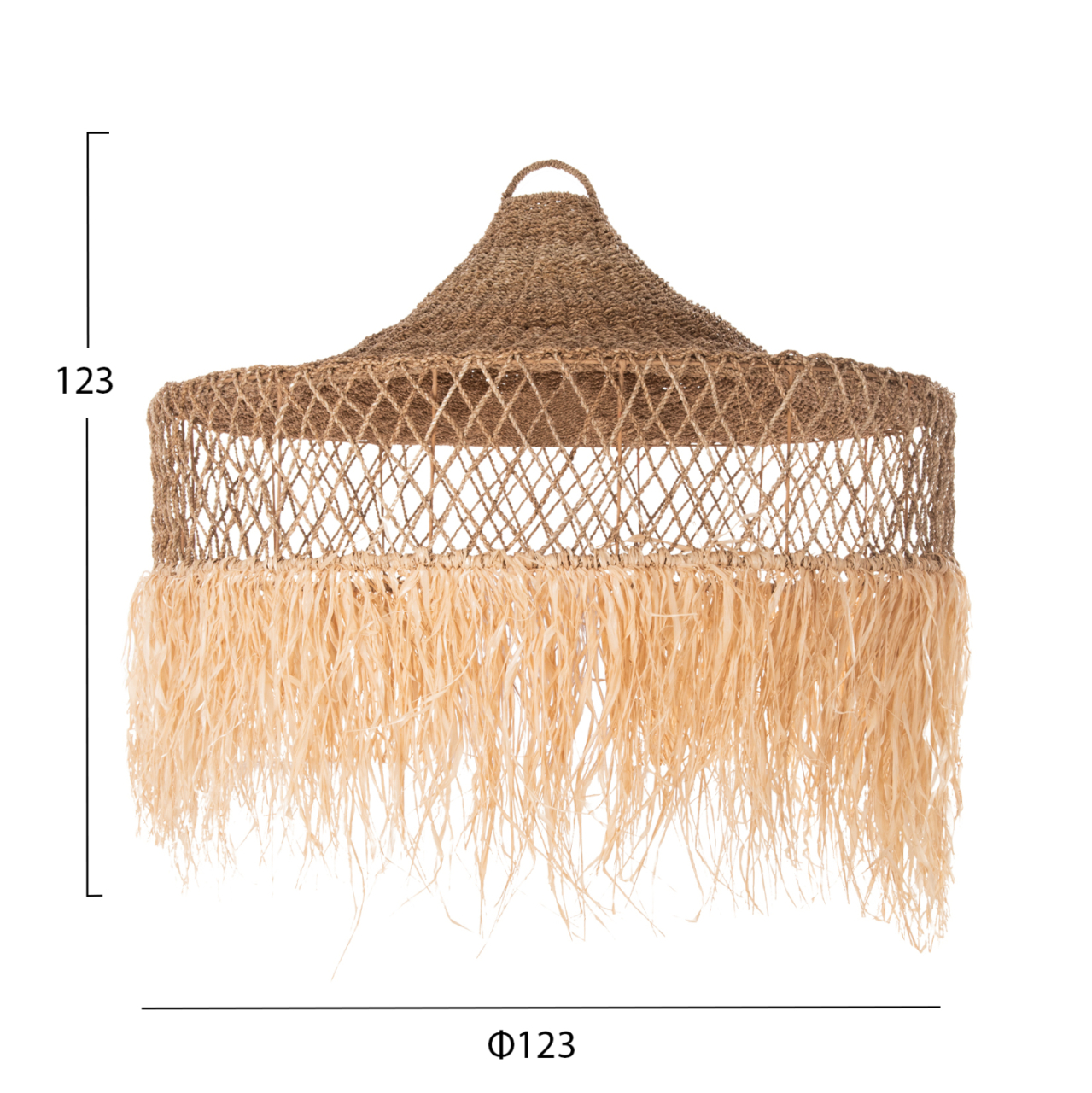 CEILING PENDANT LAMP HM4031 PALM LEAF FIBERS AND SEAGRASS FRINGES IN NATURAL Φ123x65Hcm. [2]