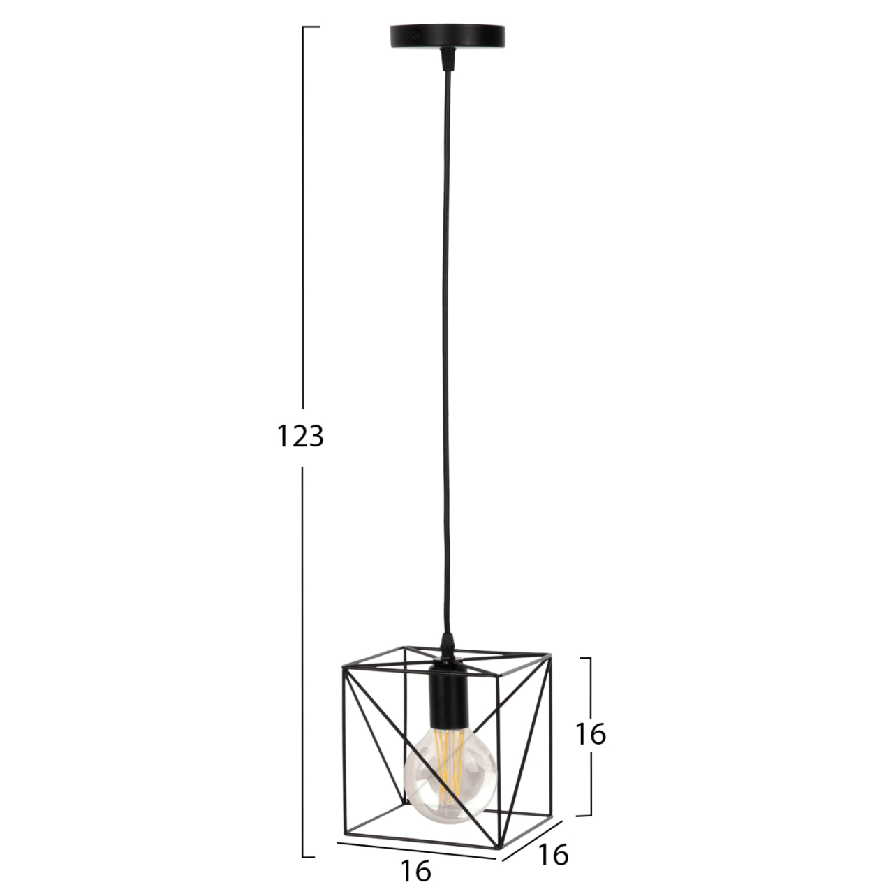 CEILING PENDANT LAMP HM4039 BLACK METAL CUBE 16x16x123Hcm. [2]