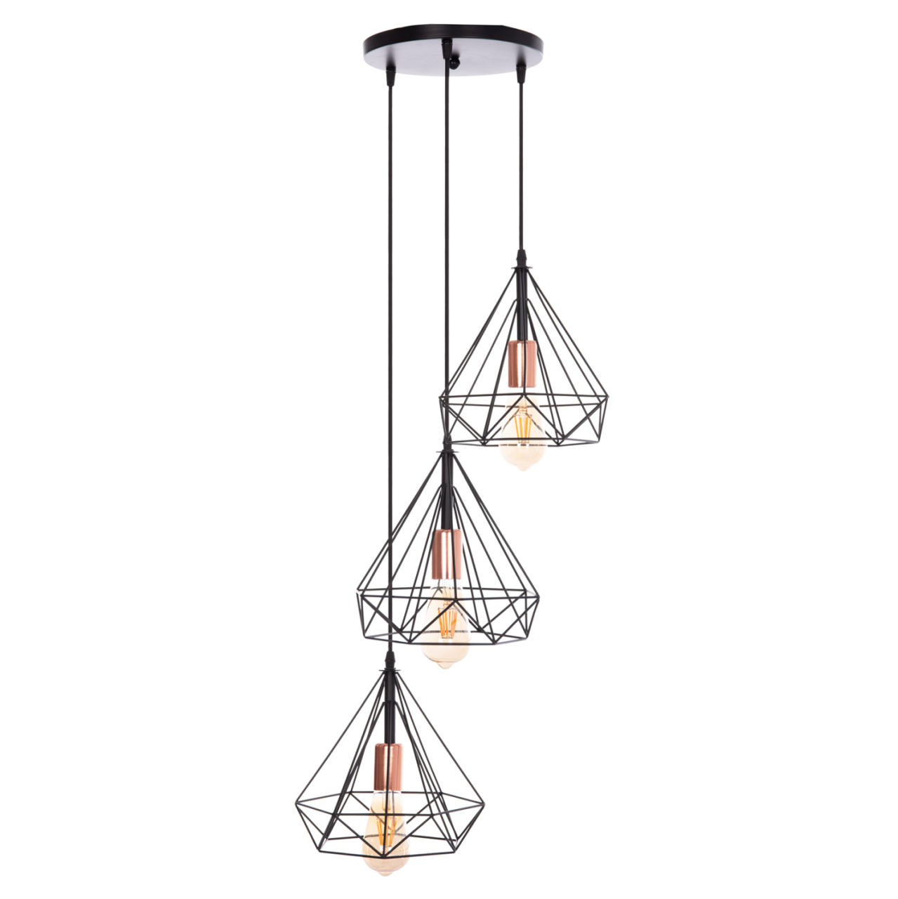 CEILING PENDANT LAMP HM4041 3-LIGHT BLACK METAL 25x22x123Hcm. [3]