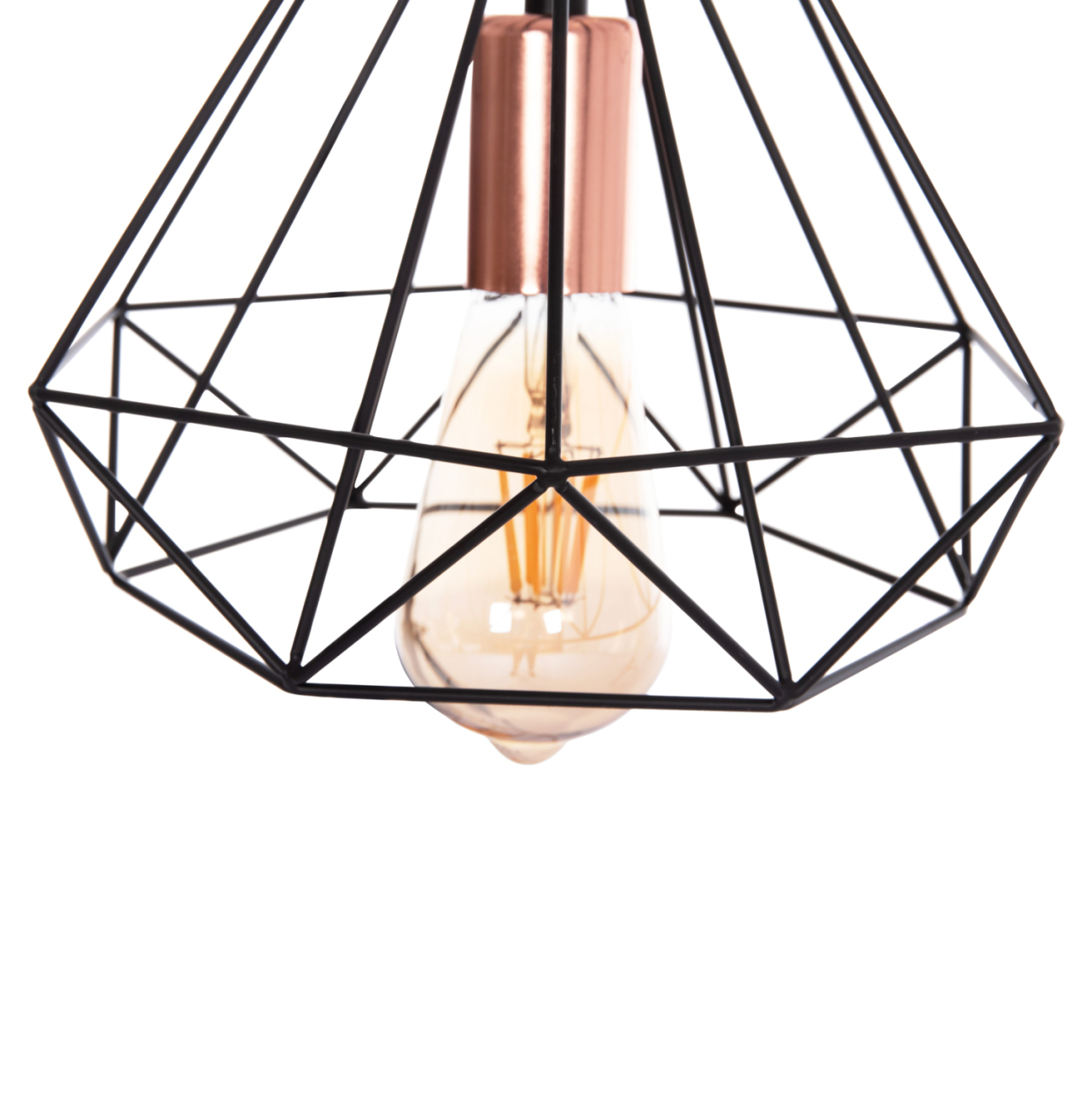 CEILING PENDANT LAMP HM4041 3-LIGHT BLACK METAL 25x22x123Hcm. [6]