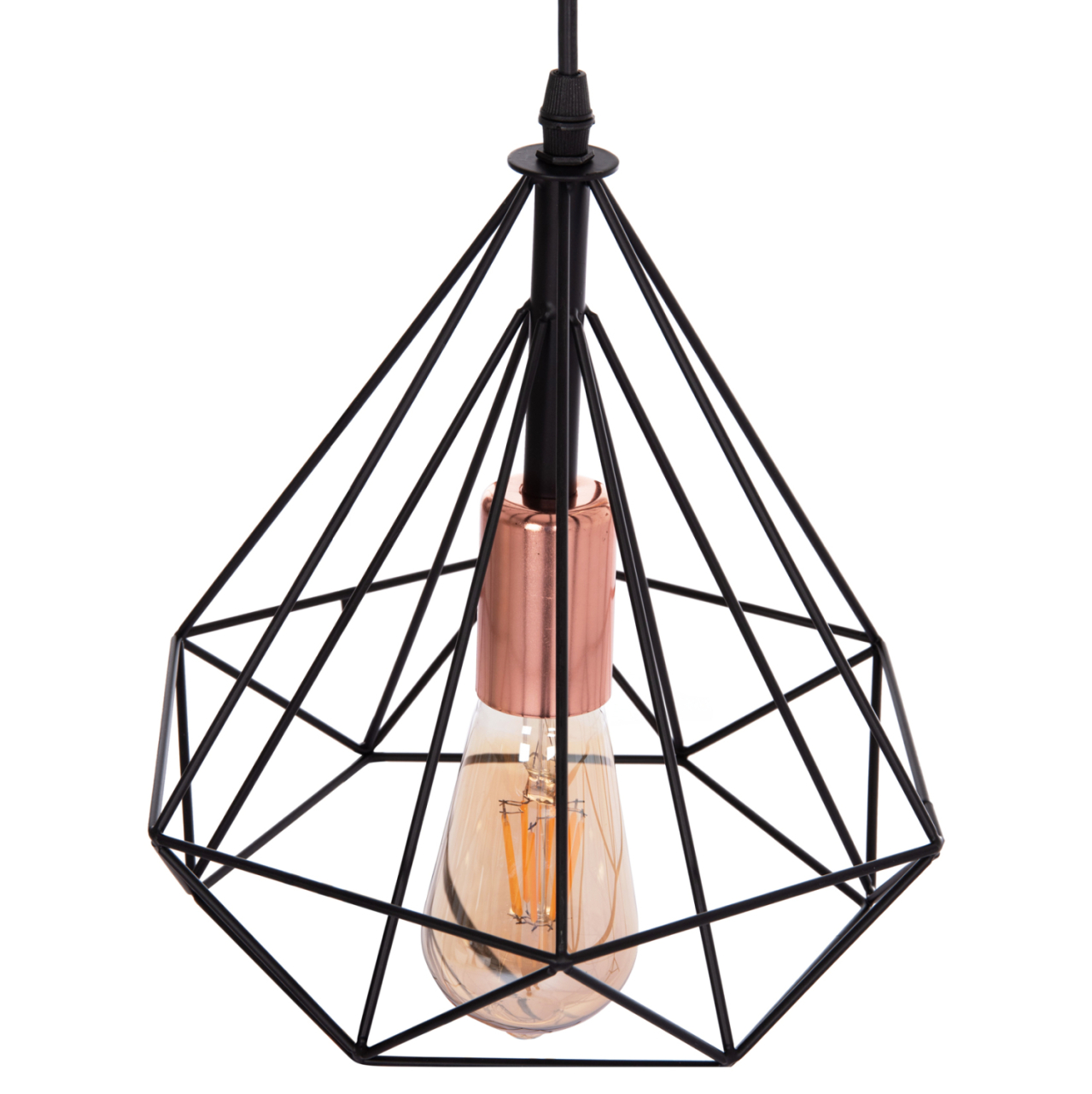 CEILING PENDANT LAMP HM4041 3-LIGHT BLACK METAL 25x22x123Hcm. [4]