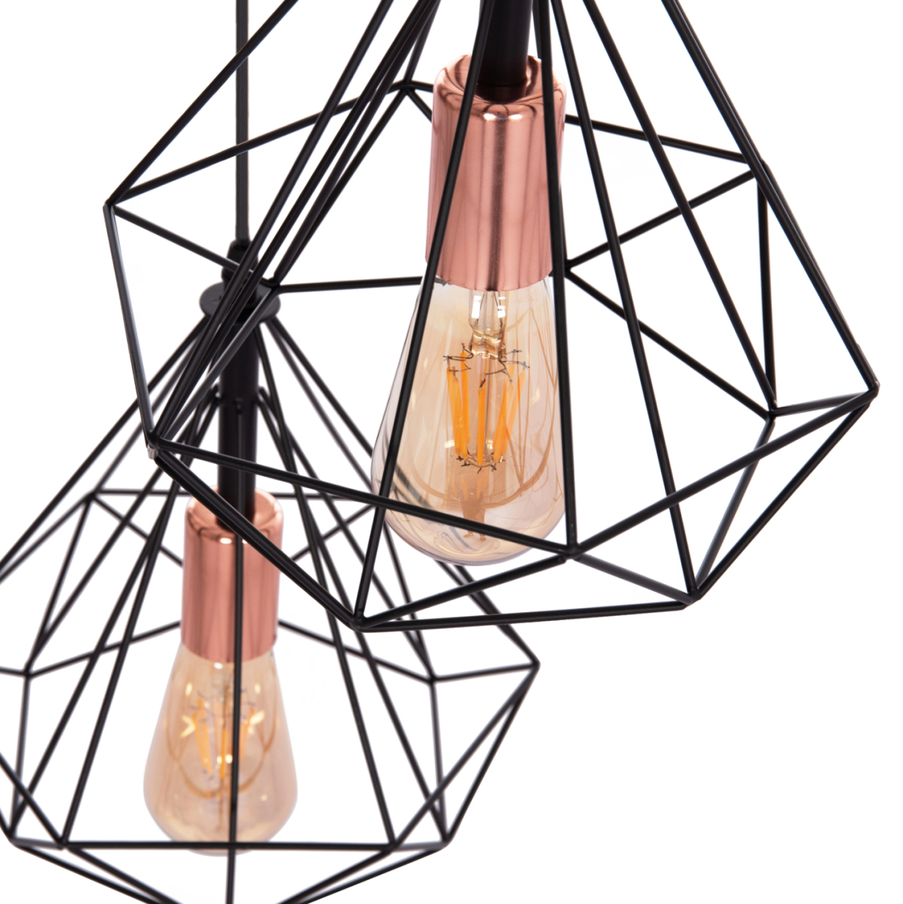 CEILING PENDANT LAMP HM4041 3-LIGHT BLACK METAL 25x22x123Hcm. [5]
