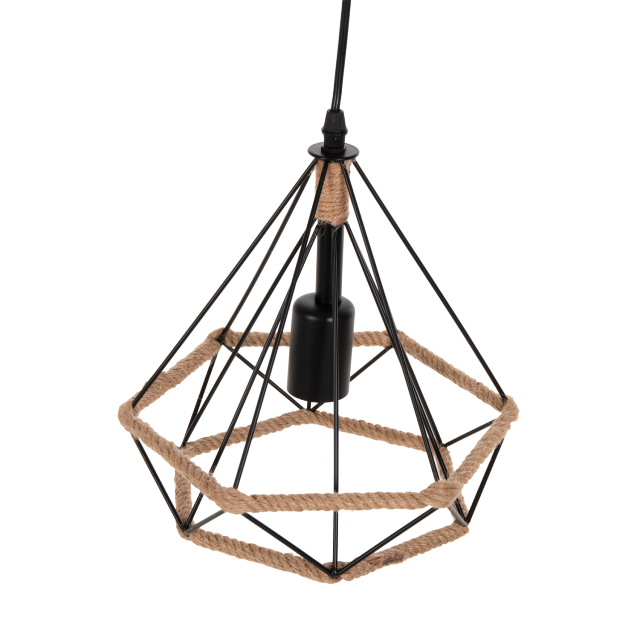 CEILING PENDANT LAMP HM4061 BLACK METAL-ROPE 24,5x21,5x125Hcm. [4]