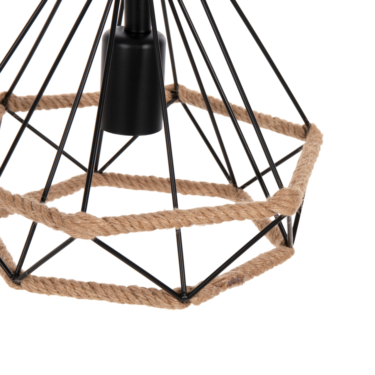 CEILING PENDANT LAMP HM4061 BLACK METAL-ROPE 24,5x21,5x125Hcm. [5]
