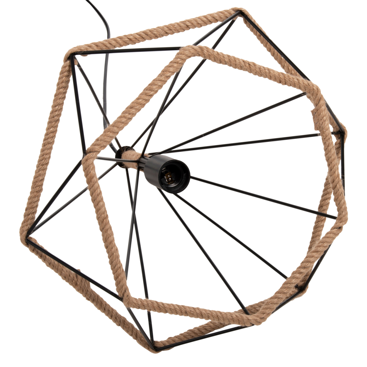 CEILING PENDANT LAMP HM4062 BLACK METAL-ROPE 33x37x128Hcm. [6]