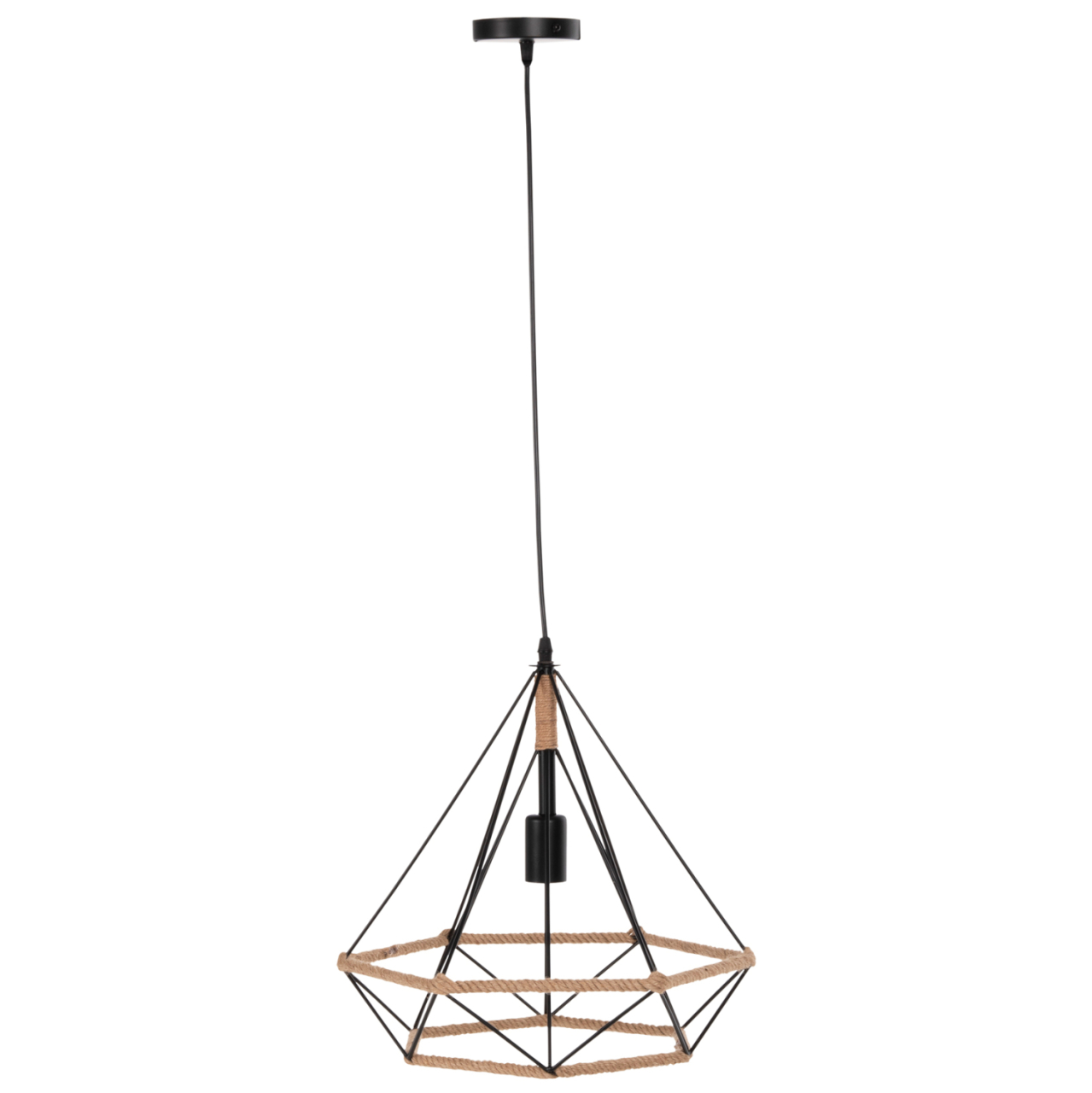 CEILING PENDANT LAMP HM4062 BLACK METAL-ROPE 33x37x128Hcm. [3]
