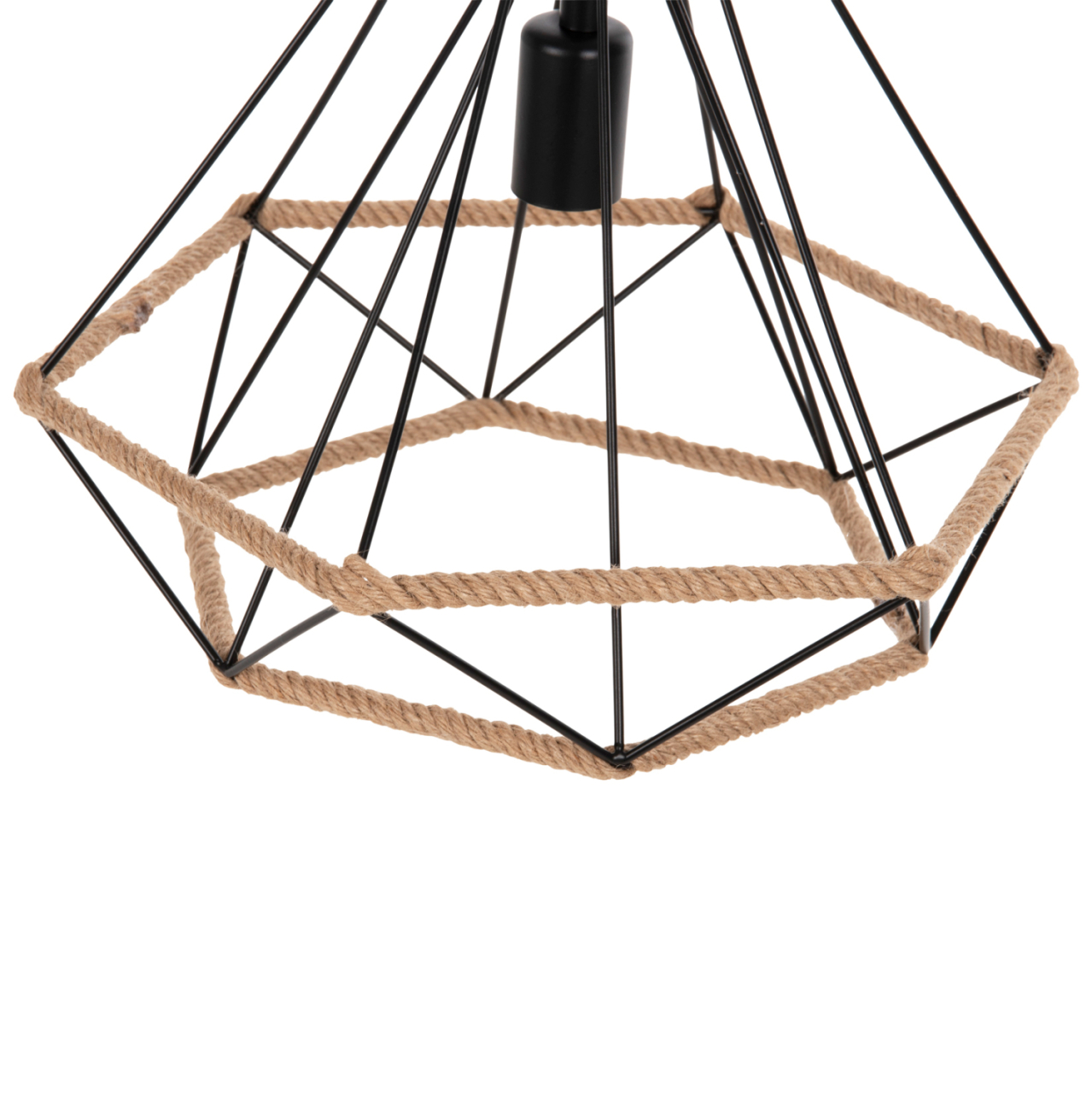 CEILING PENDANT LAMP HM4062 BLACK METAL-ROPE 33x37x128Hcm. [4]