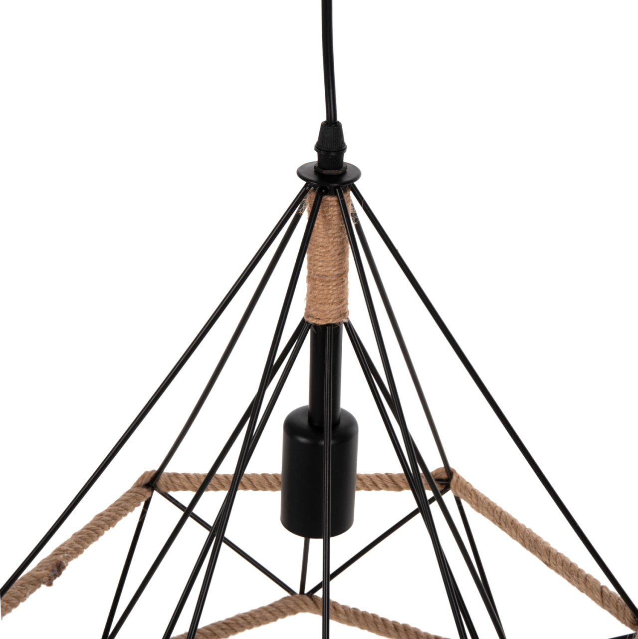 CEILING PENDANT LAMP HM4062 BLACK METAL-ROPE 33x37x128Hcm. [5]