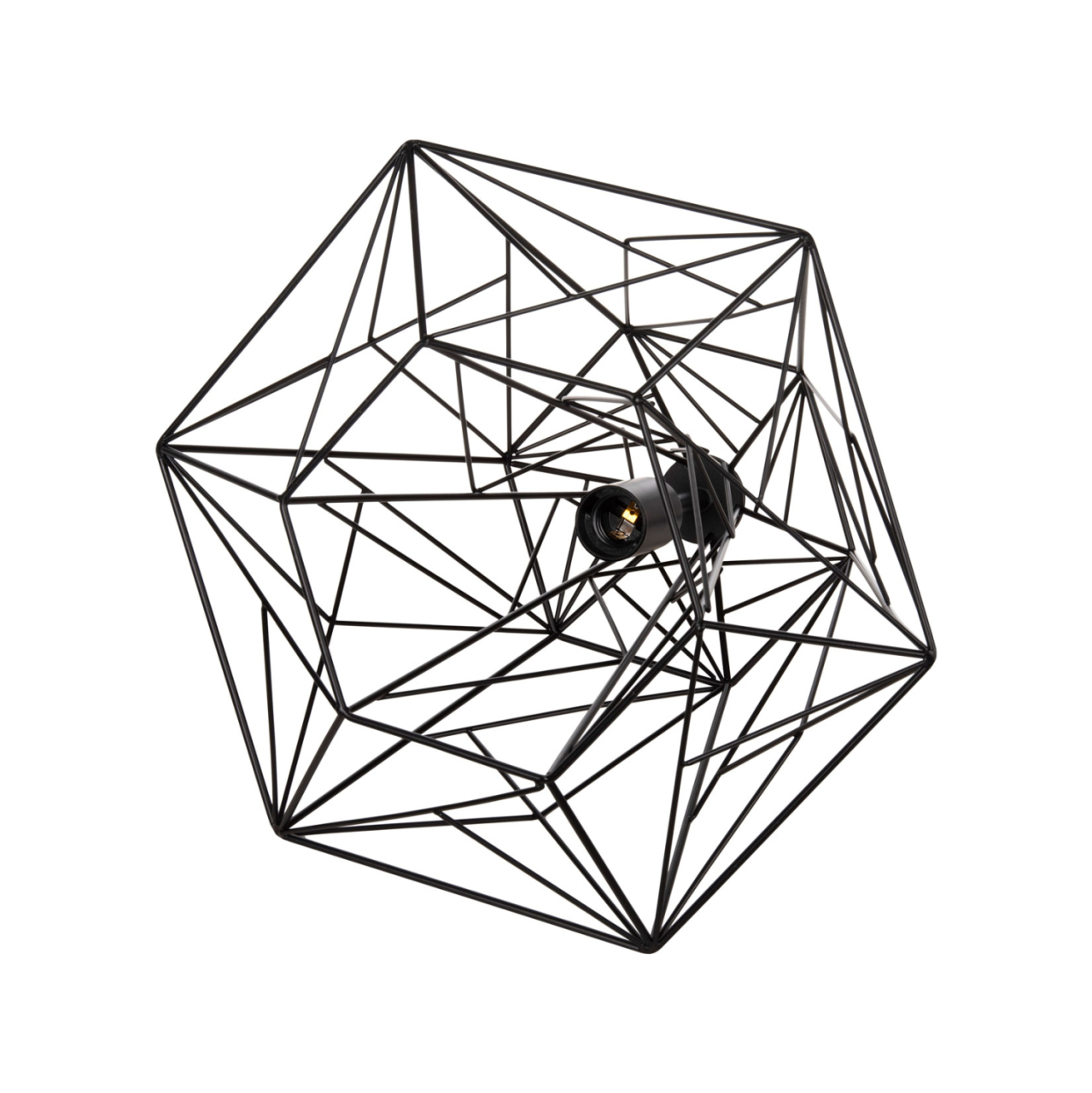 CEILING PENDANT LAMP HM4066 BLACK METAL DIAMOND-LIKE "CAGE" CAP 39x34x130Hcm. [5]