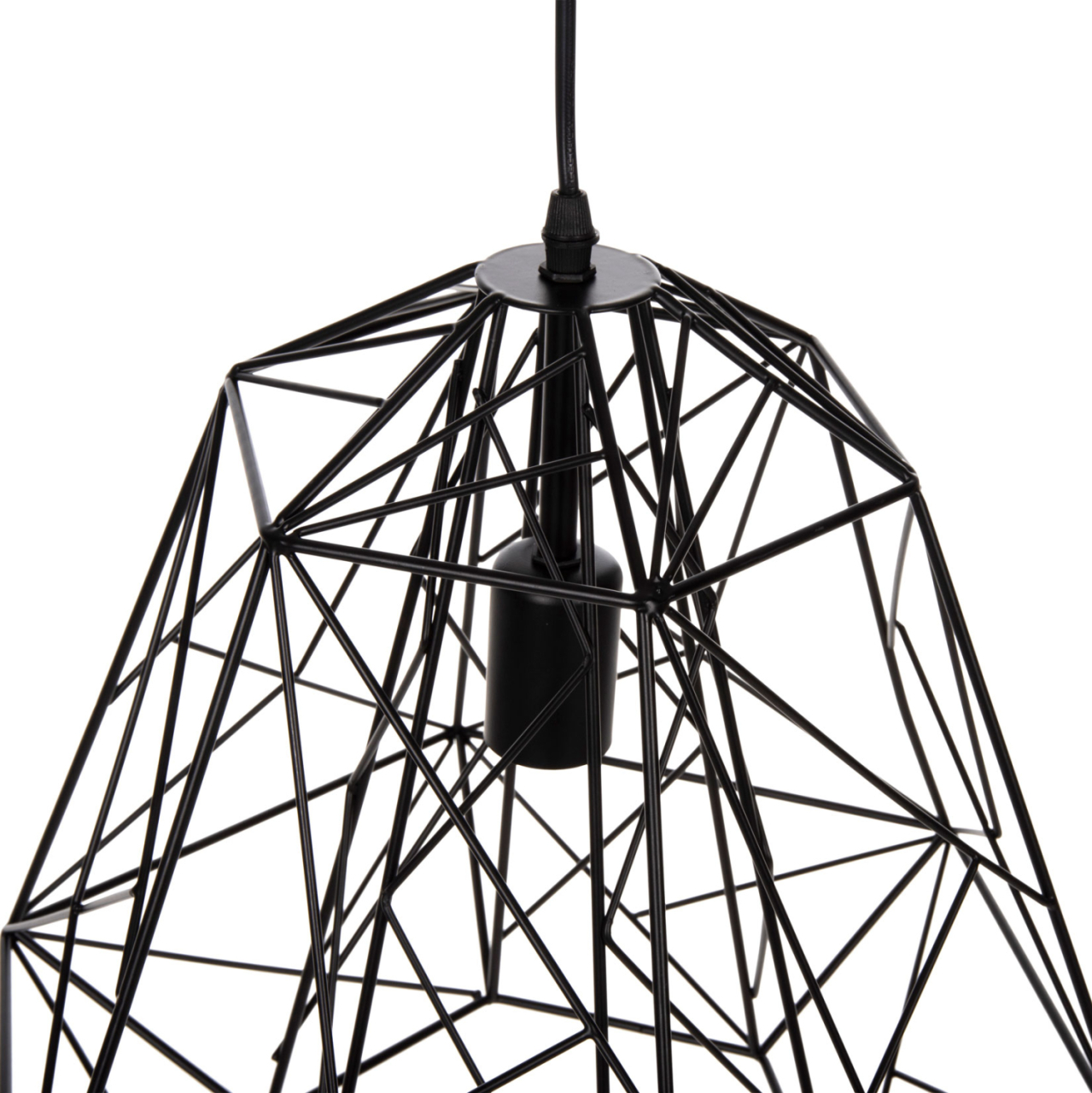 CEILING PENDANT LAMP HM4066 BLACK METAL DIAMOND-LIKE "CAGE" CAP 39x34x130Hcm. [3]