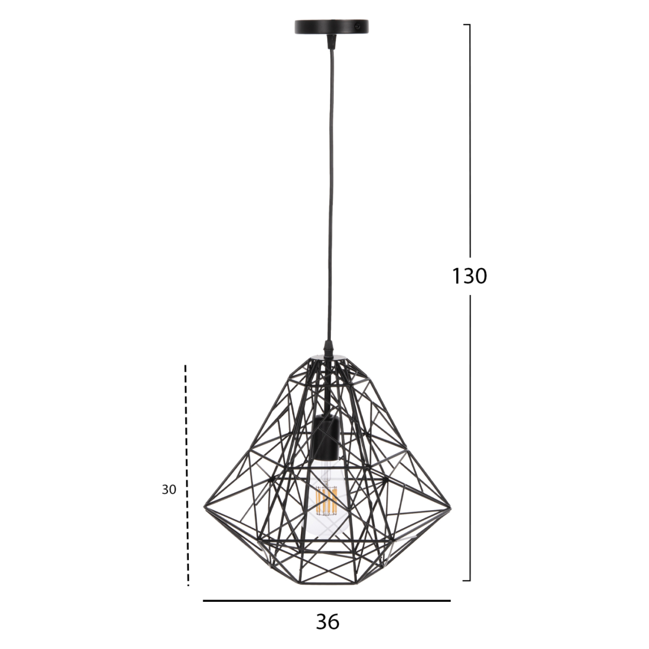 CEILING PENDANT LAMP HM4067 BLACK METAL MESH CAP 36x30x130Hcm. [2]